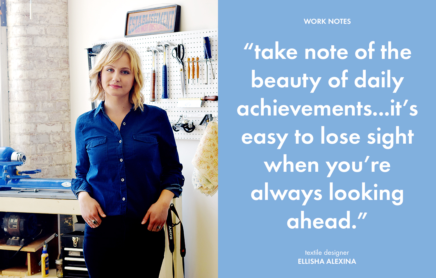 Textile designer Ellisha Alexina in her studio