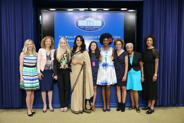 Erin Bagwell, third from left and Komal Minhas, fourth from left at the White House screening. 