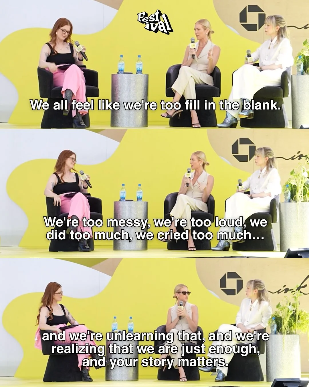 The conversations happening at The Festival aren&rsquo;t small talk, they&rsquo;re the kind that stay with you.⁠
⁠
Hearing @brittanysnow and @jaspre speak on what it means to feel &ldquo;too much,&rdquo; to unlearn it, and to finally recognize your o