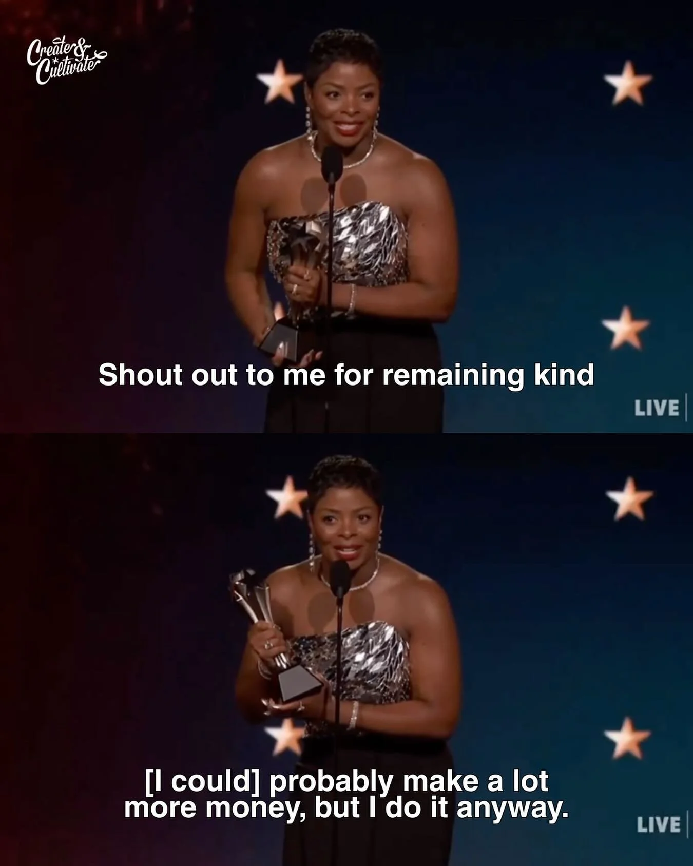 Janelle James winning Best Supporting Actress last night was iconic. But the real mic drop was her shoutout to herself for &ldquo;remaining kind.&rdquo;⁠
⁠
Because staying kind in an industry that can reward sharpness, ego, and chaos is not the easy 