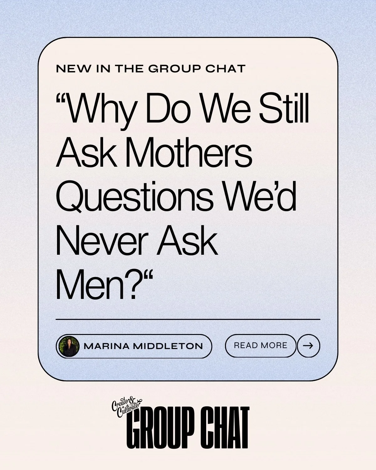 Why do we still question mothers about parenting, priorities, and &ldquo;having it all&rdquo; when we rarely ask men the same things?⁠
⁠
@marinaamiddleton has entered the chat and she&rsquo;s calling out the double standard hiding in plain sight, and
