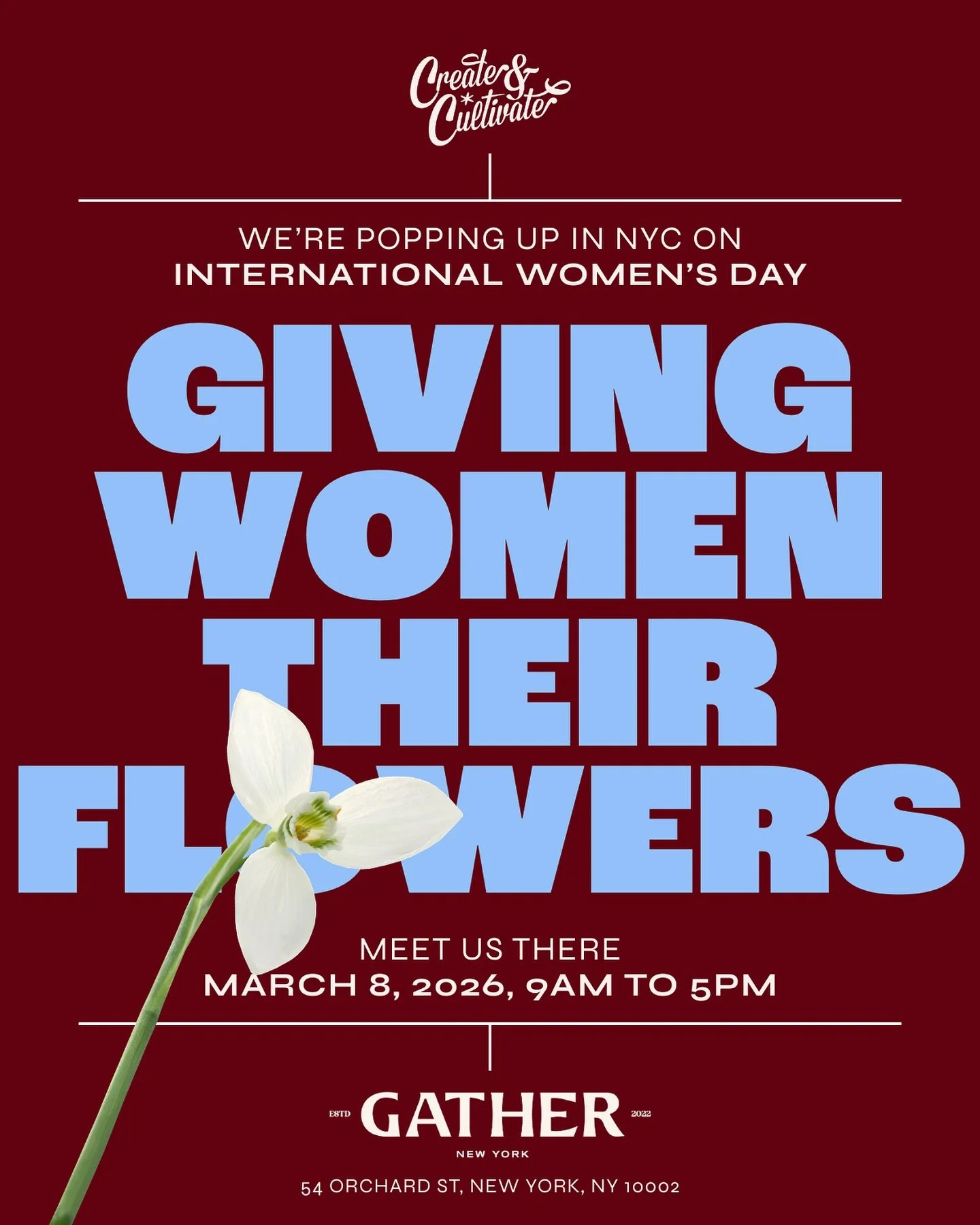 International Women&rsquo;s Day deserves a proper celebration, so we&rsquo;re popping up at @gather_les New York and we&rsquo;re bringing coffee, wine, a DJ, and all the vibes.⁠
⁠
Join us this Sunday from 9AM to 5PM at 54 Orchard St. Come for the sip