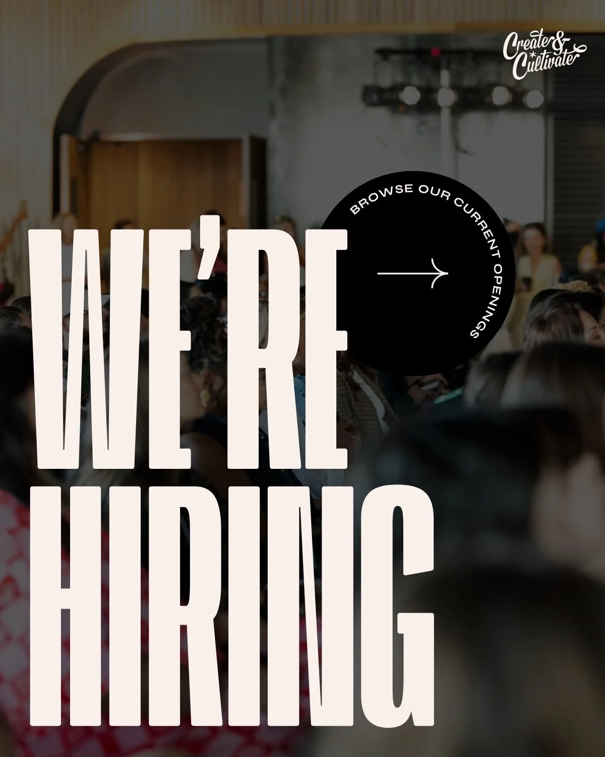 Join the Create &amp; Cultivate team!⁠
⁠
Comment &ldquo;jobs&rdquo; and we&rsquo;ll send you the link to apply!