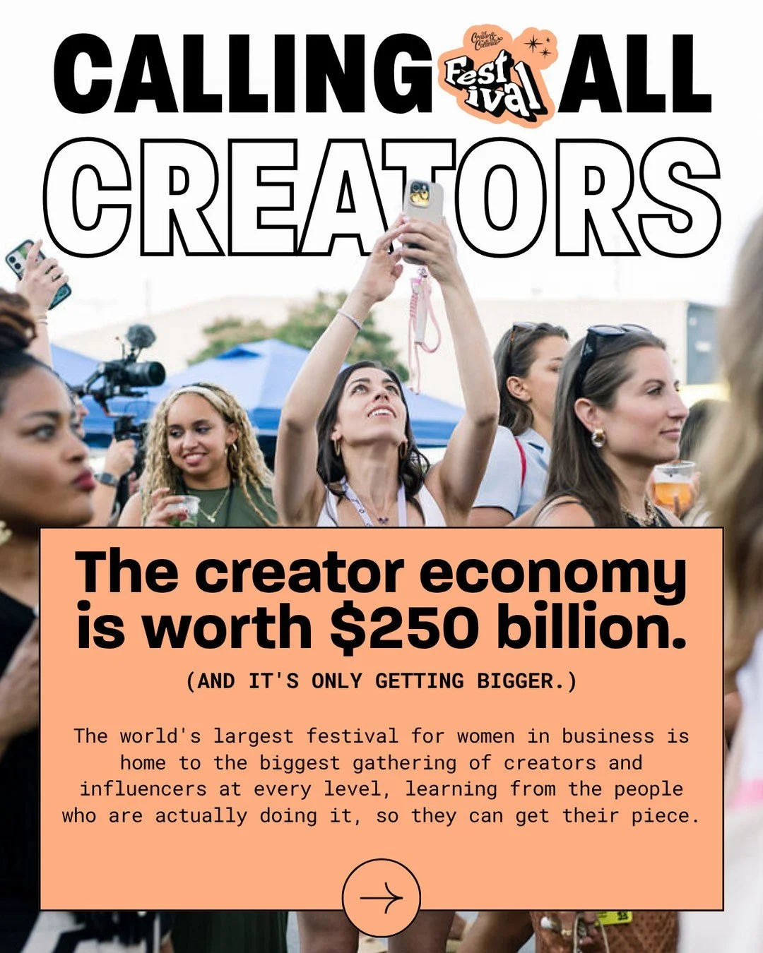 You're not just a creator. You're a business. It's time to start treating it like one.

Creators &mdash; this is your chance to get in the room with the people, the strategies, and the conversations that will actually move the needle. Brand deals. Mo