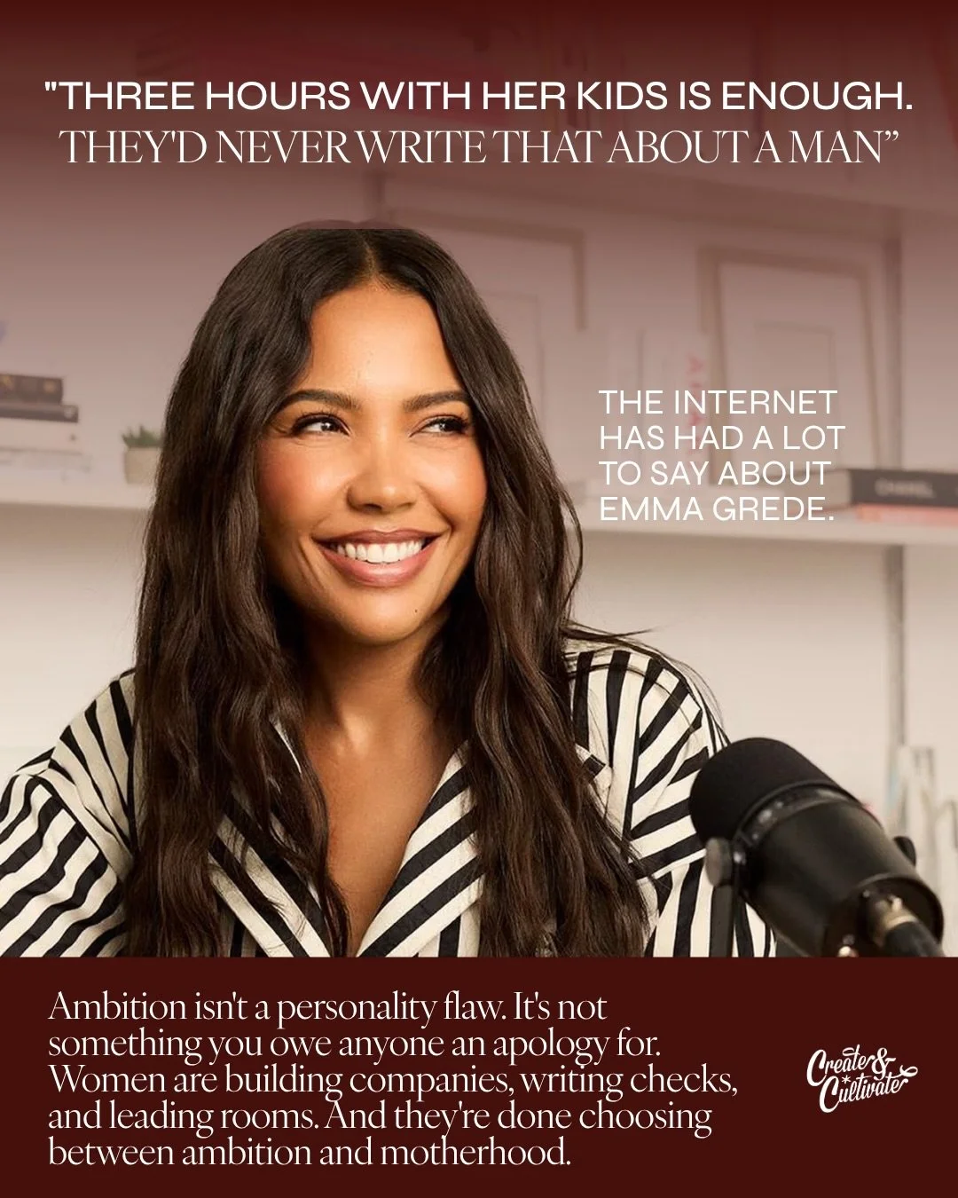 The internet had a lot to say about Emma Grede being a &ldquo;max three-hour mum.&rdquo; 👀⁠
⁠
But here&rsquo;s what the conversation actually revealed &mdash; ambitious women are held to an impossible standard. Expected to lead the boardroom and run