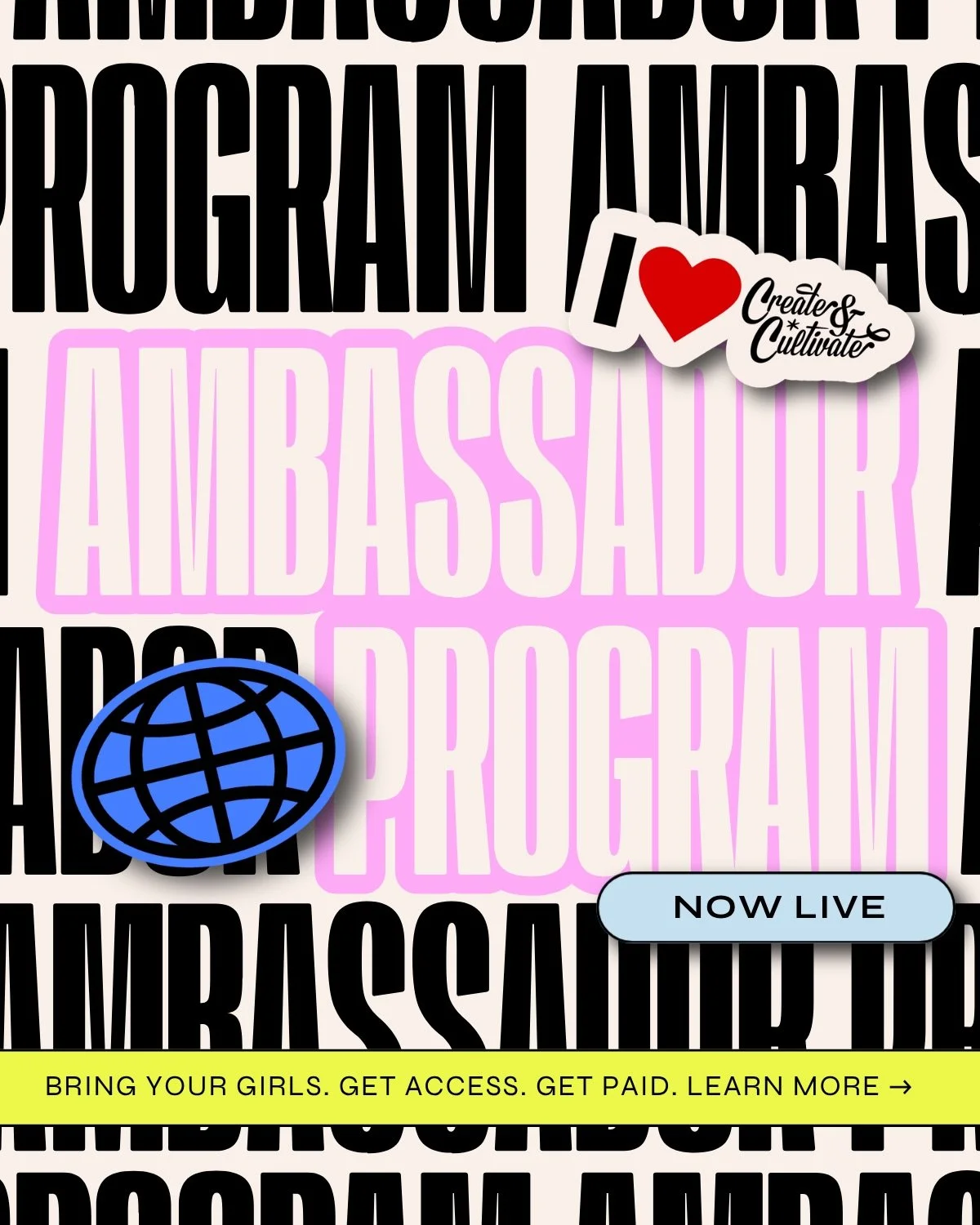 You know we love to see more money going into women&rsquo;s wallets. CREATE &amp; CULTIVATE AMBASSADOR PROGRAM IS NOW LIVE.!
⁠
You already know what happens when the right women walk into the right room. Connections get made. Opportunities get create