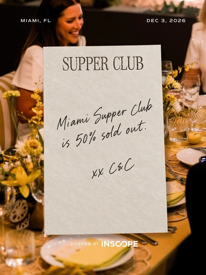 Our last Supper Club of the year is 50% sold out! 🍽️⁠
⁠
Supper Club Miami is December 3rd, and this one is special because it&rsquo;s hosted at @inscopeart. You get the dinner and the room full of ambitious women, plus everything InScope has going o