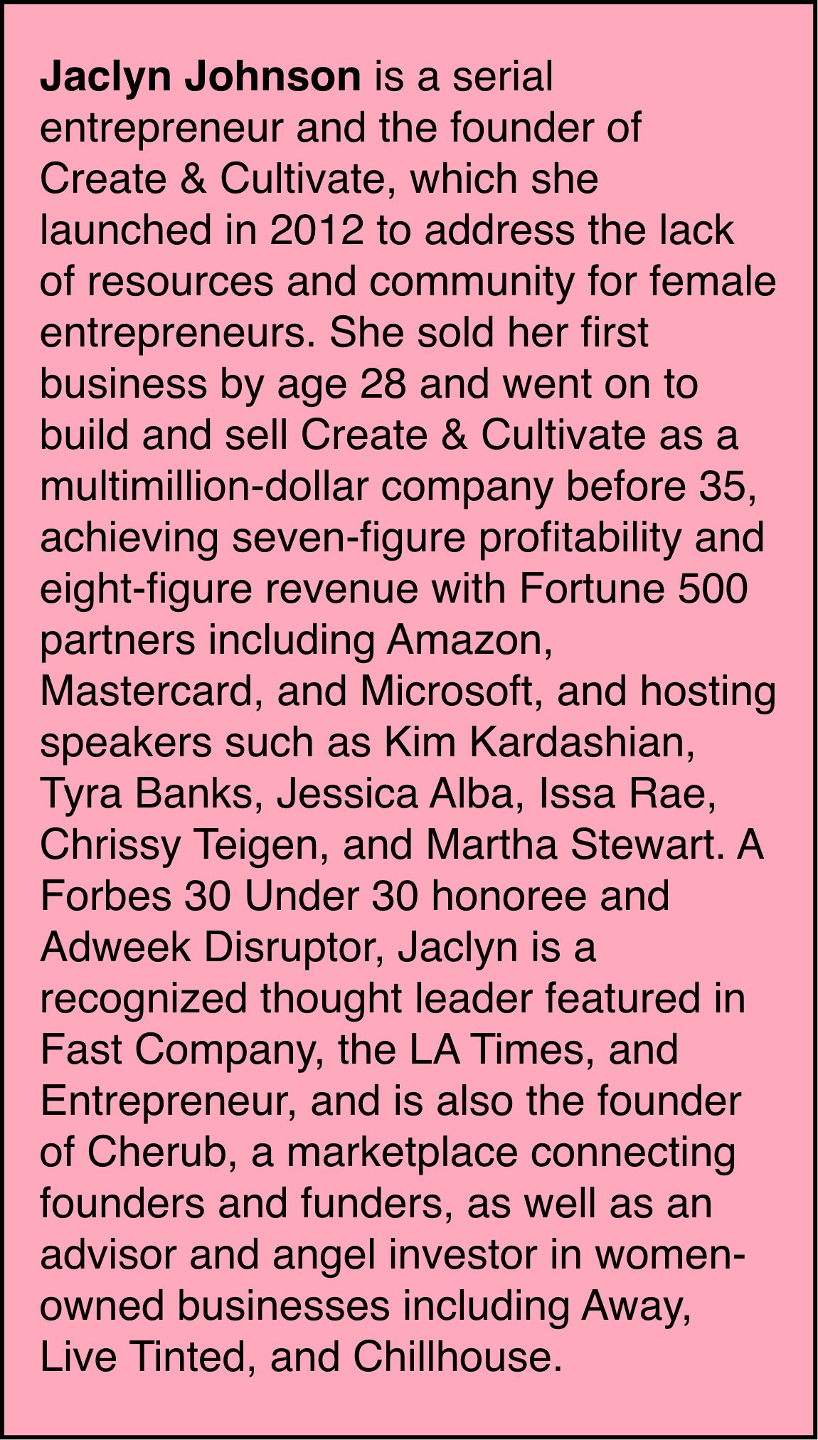 Jaclyn Johnson, Entrepreneur and Founder of Create & Cultivate