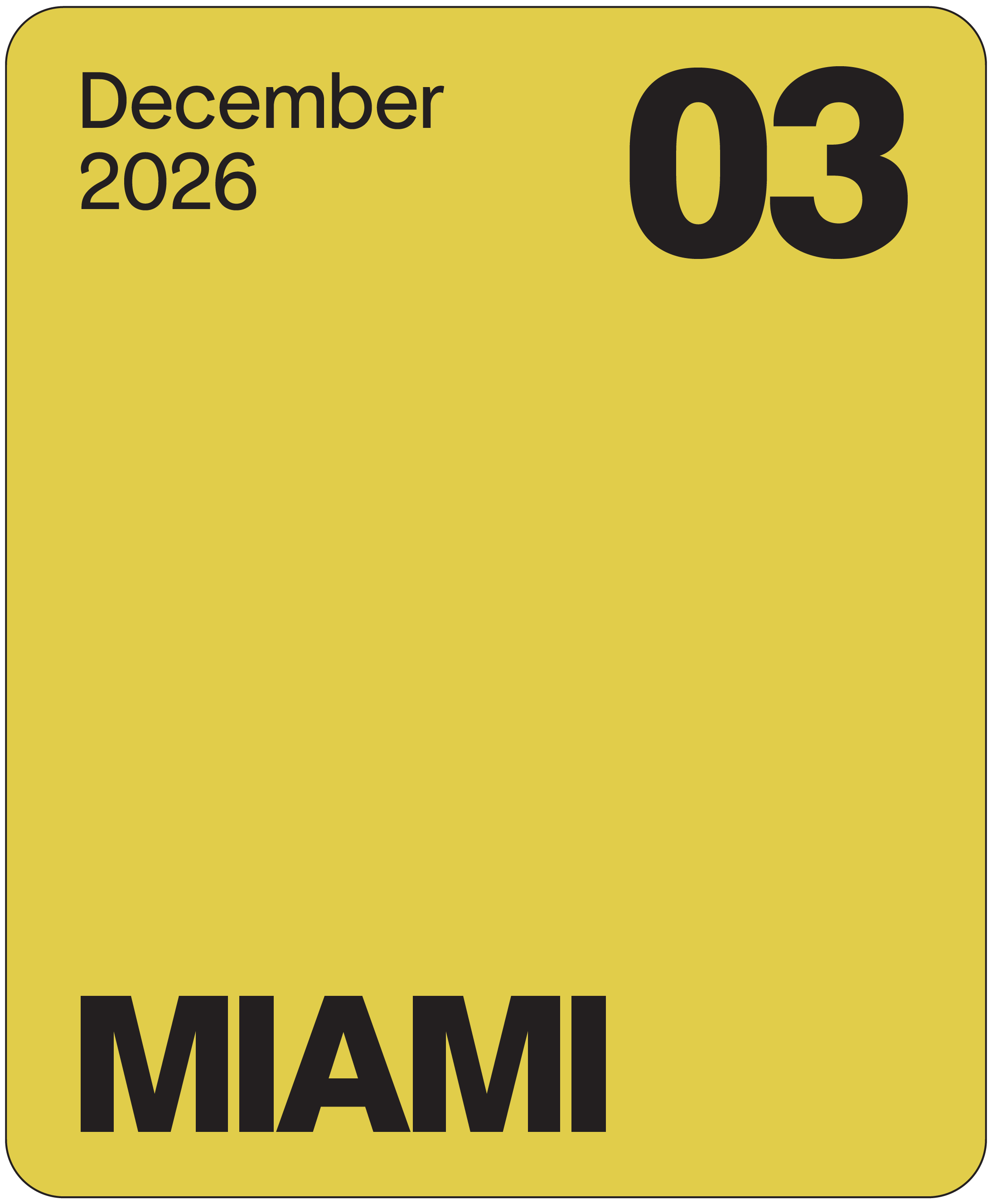 Miami December 3, 2026