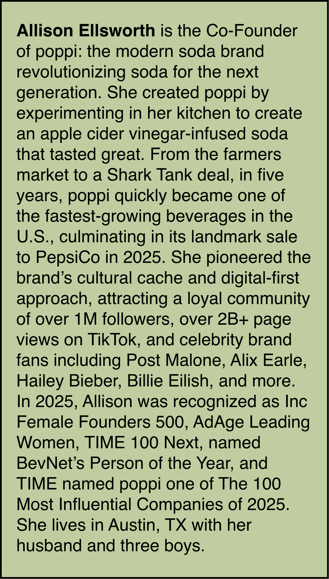 Allison Ellsworth, Co-Founder of Poppi