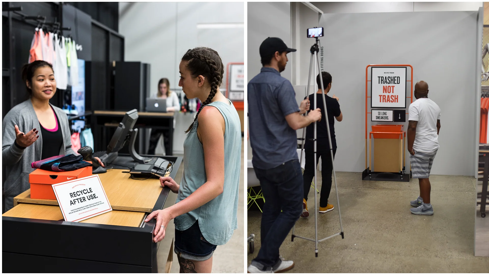 Script & signage test at checkout (left), Fixture and signage test (right).