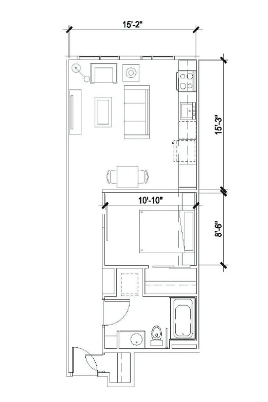 The Hawthorne PDX Urban One Bedroom B Apartment Portland 580 sqft.jpg