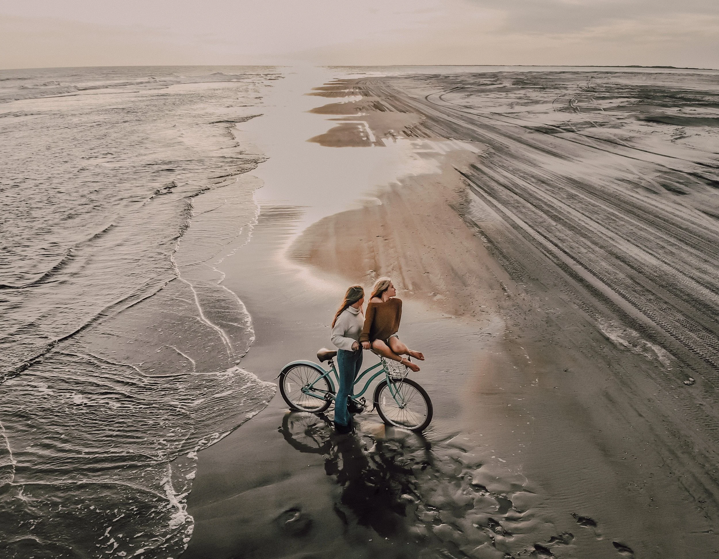 My daughters driving on the beach Ocracoke Island