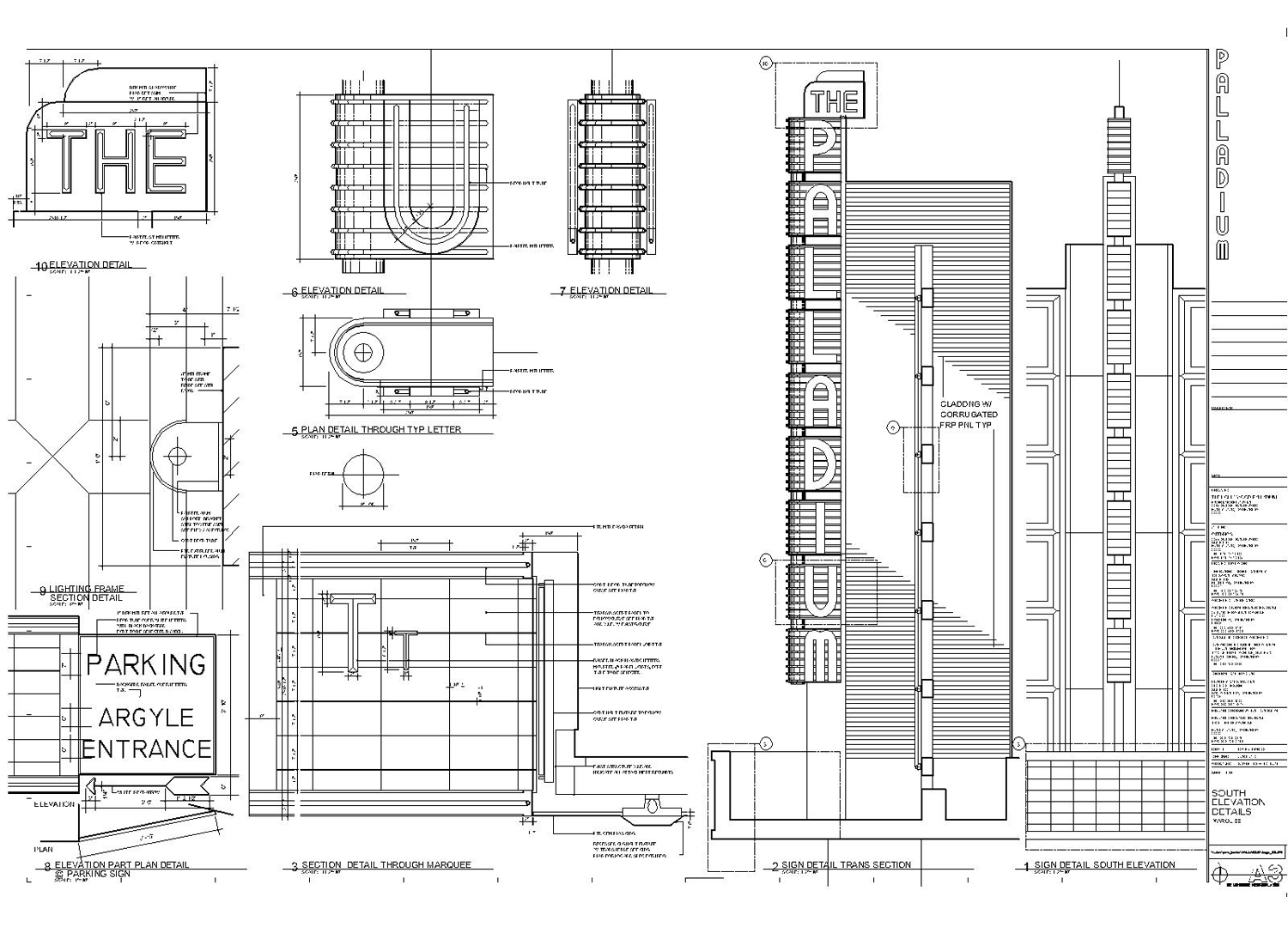 Detailed drawing of entry signage