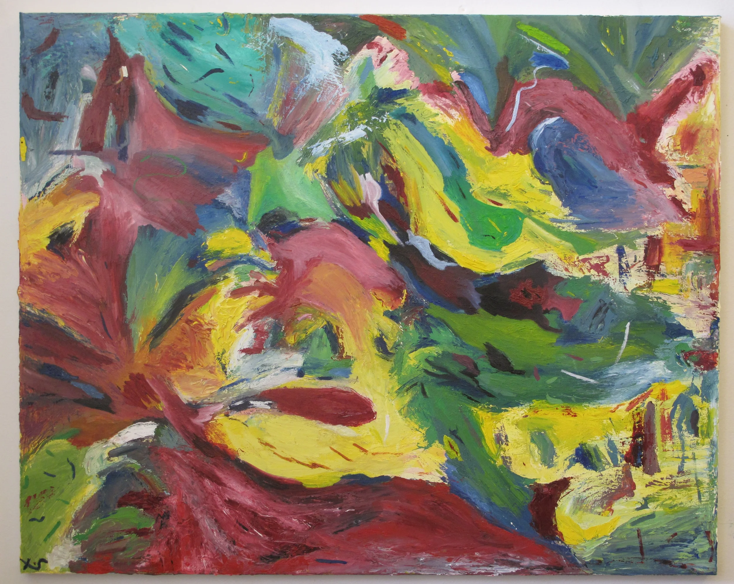 Tiger, Hawk & Hill (2014, Oil on Canvas, 24"/30")