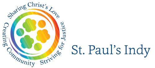 A rainbow-colored circular logo with a blue background and stylized text.