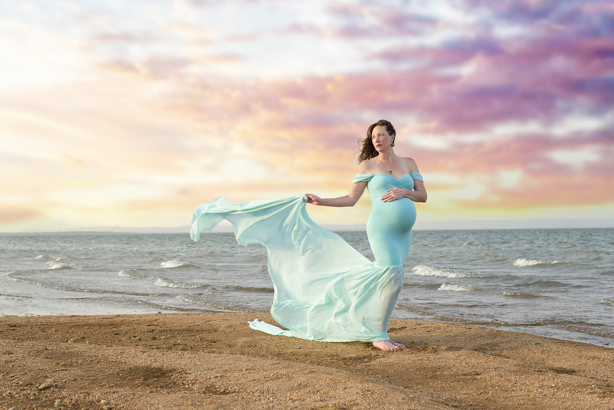 windswept maternity gown