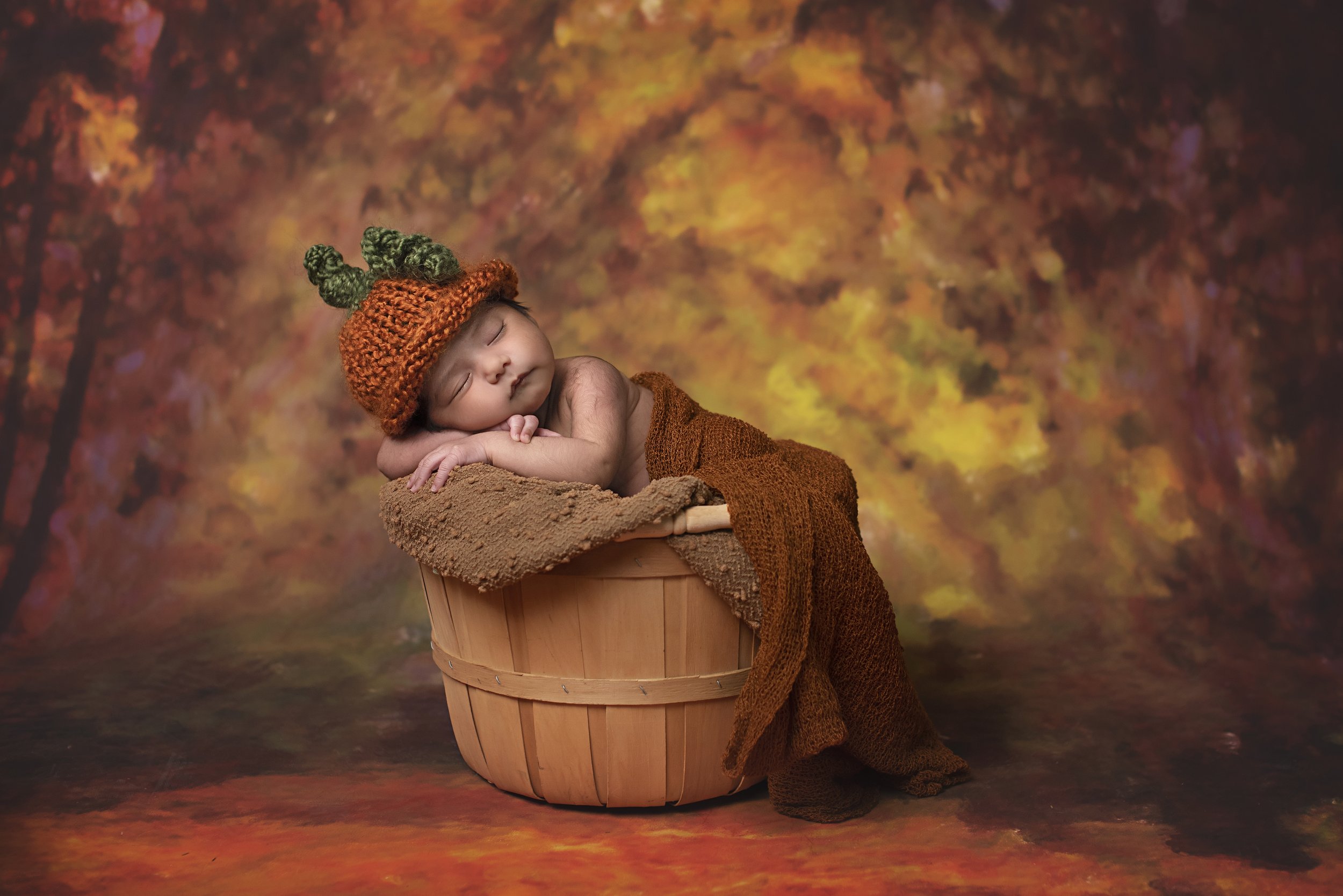 baby pumpkin fall basket