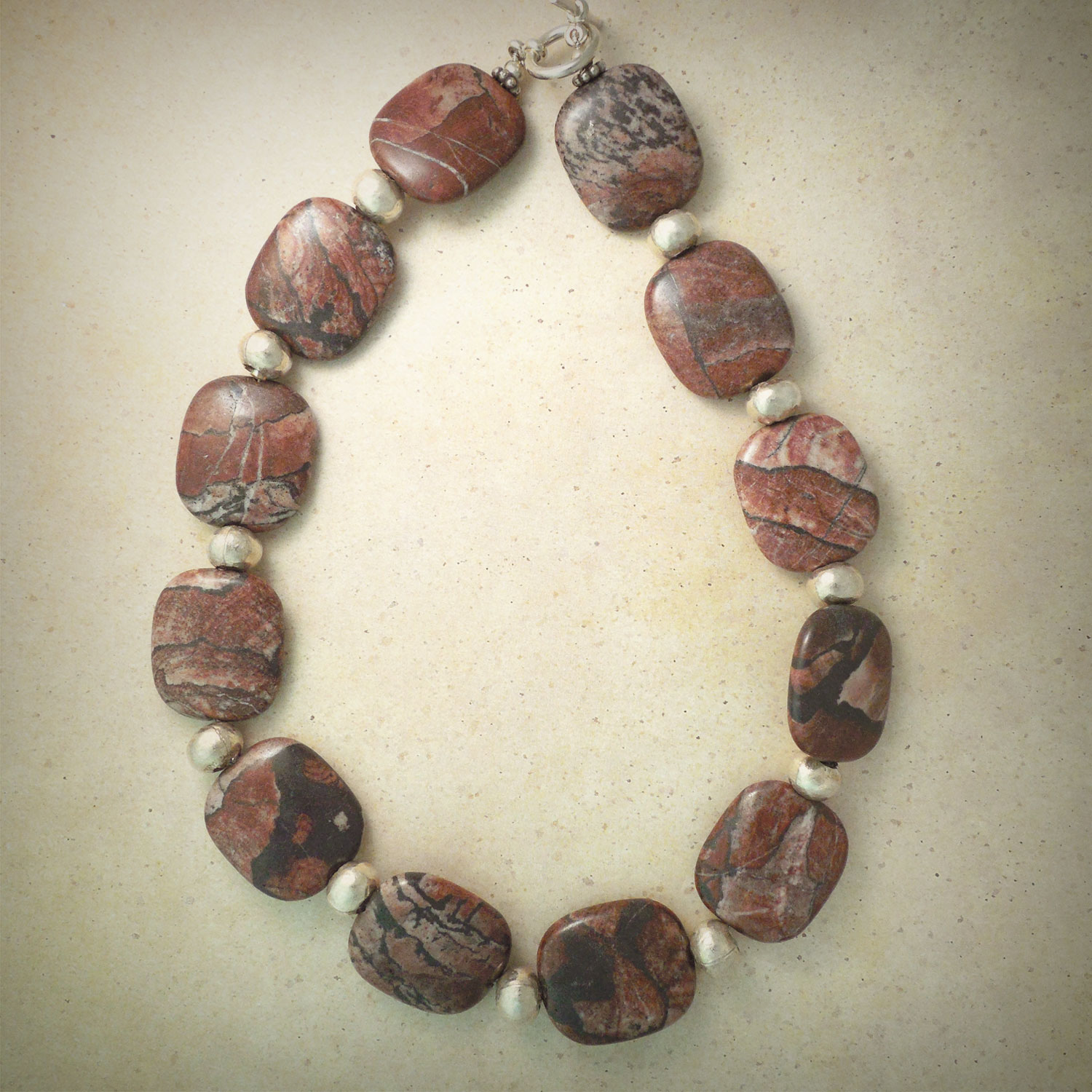 Jasper stones necklace with silver accents