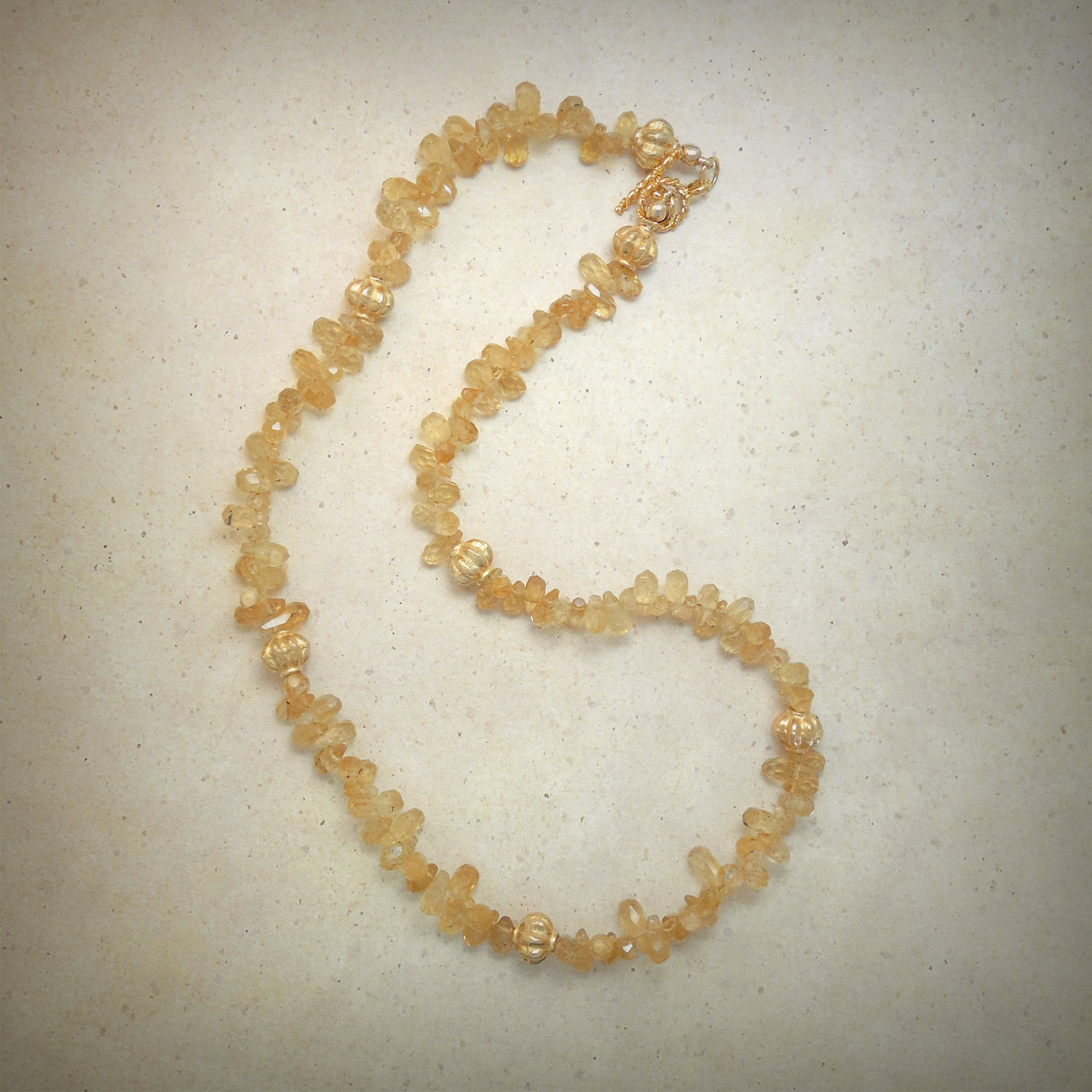 Gold citrine with vermeil accents and clasp