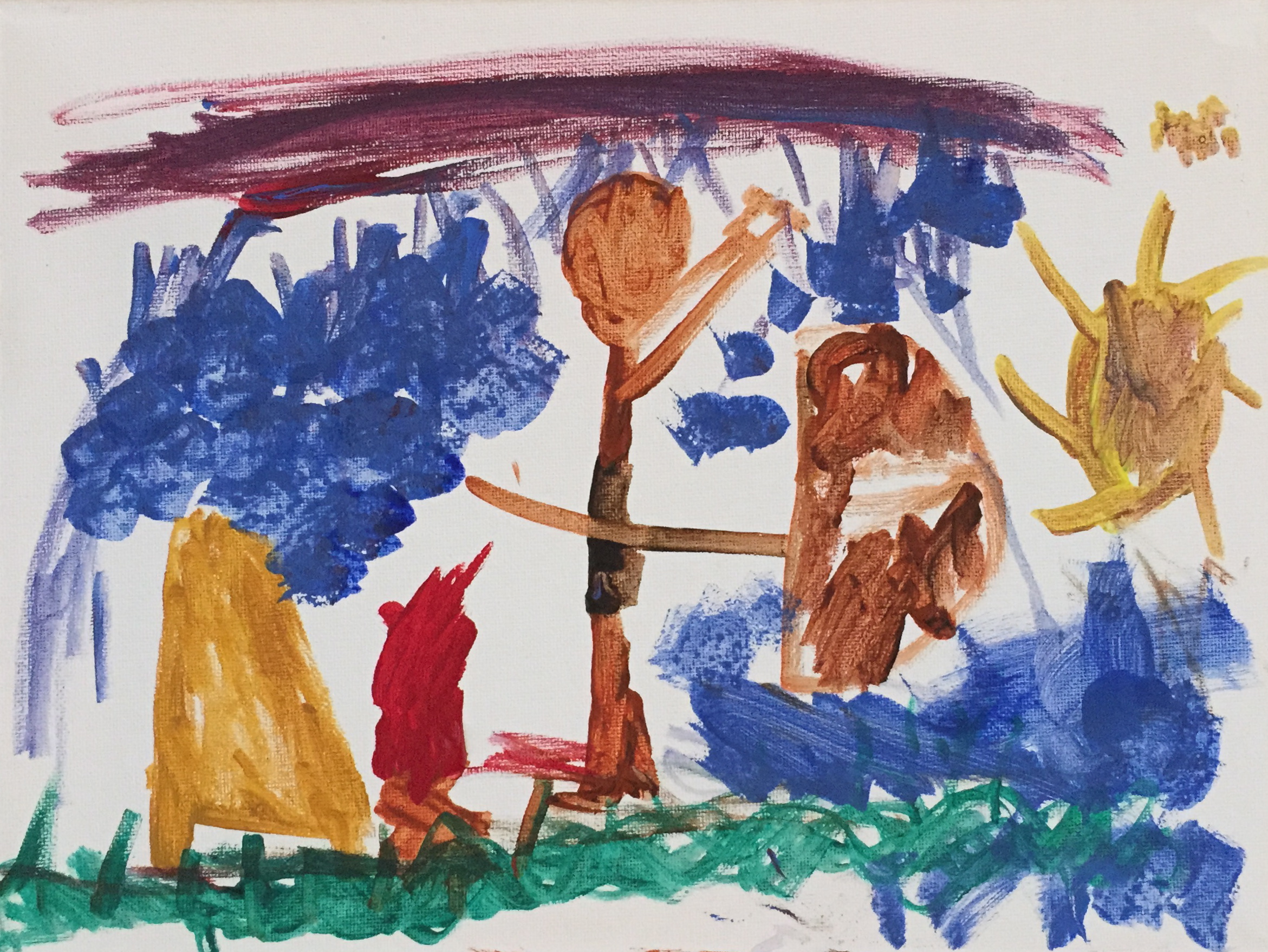 Another kid creation on canvas. This one has something to do with bows and arrows.