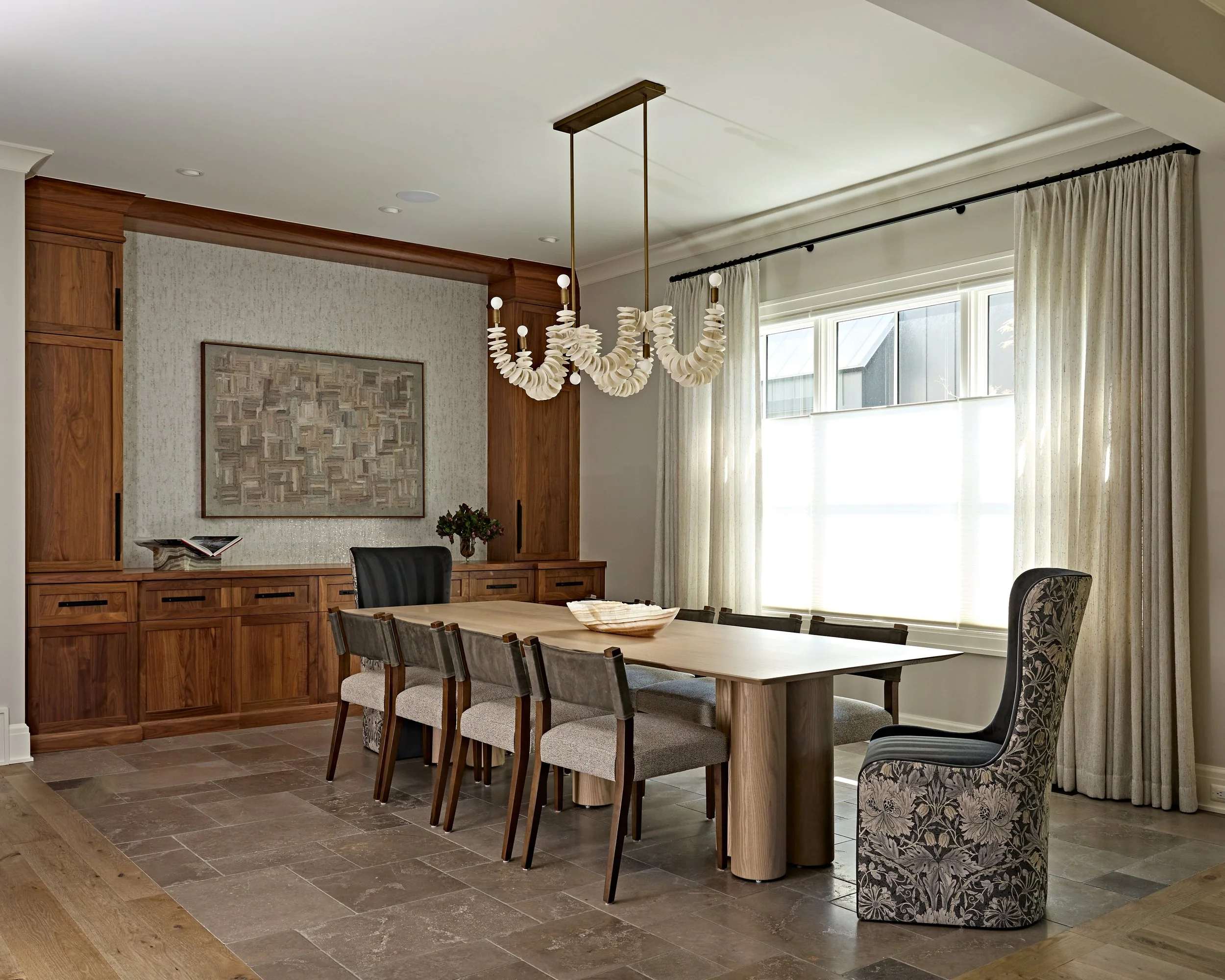 dining room curation, lighting design, dining room interior design, dining room inspo, window treatment design