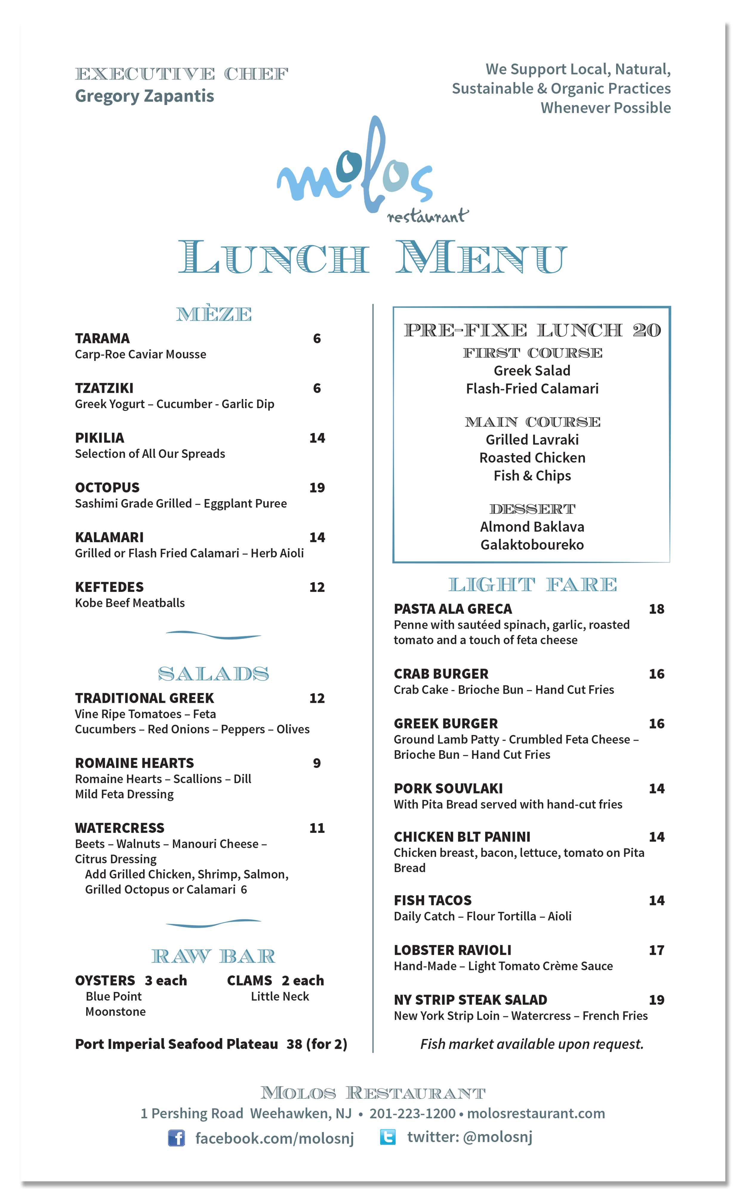 Lunch menu.