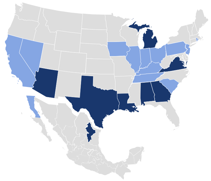 US + Mexico Map with YESAC Presence