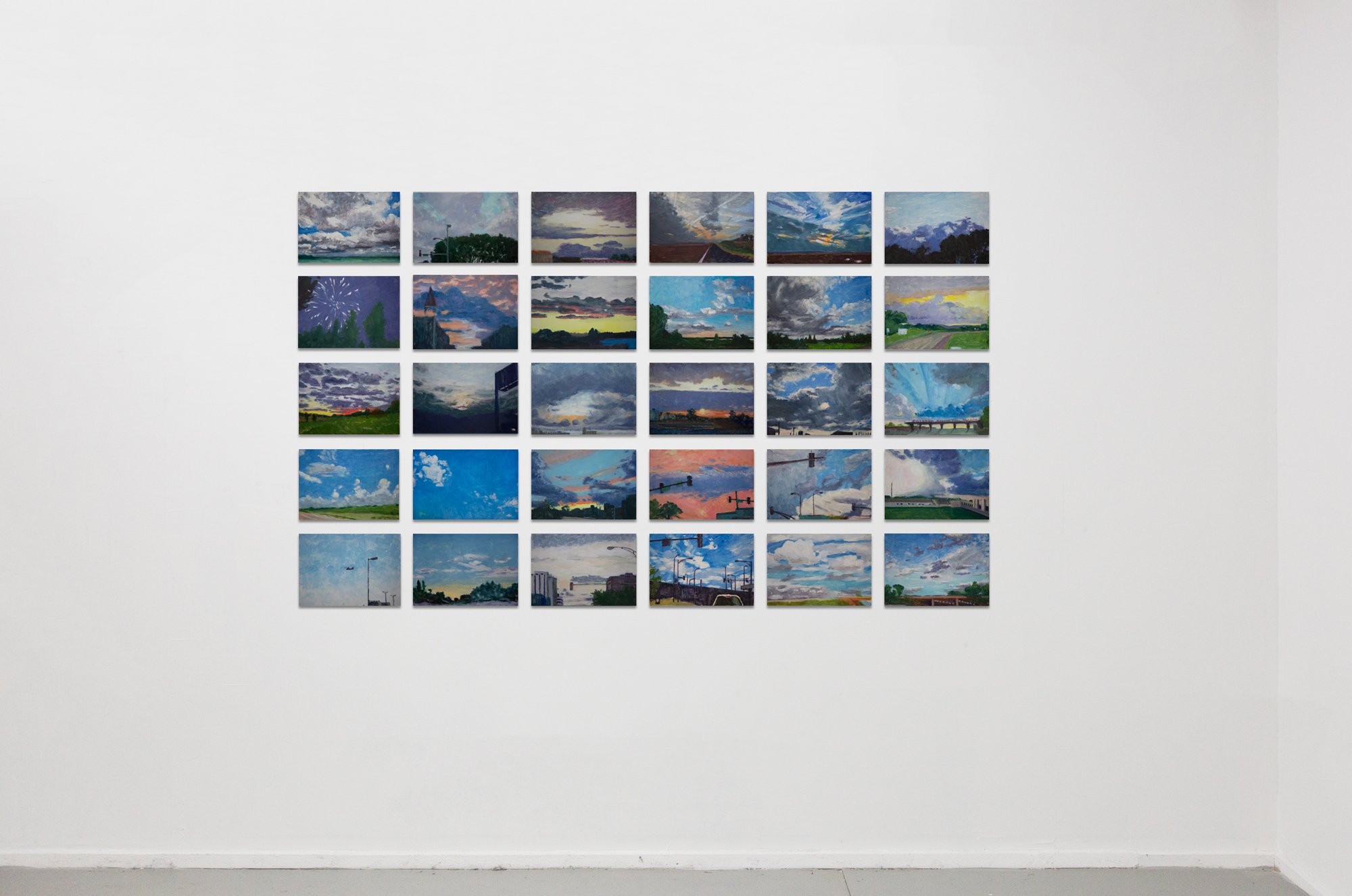   Sky Series (Installation View) , 2021, Oil on clay coated panel, size variable       