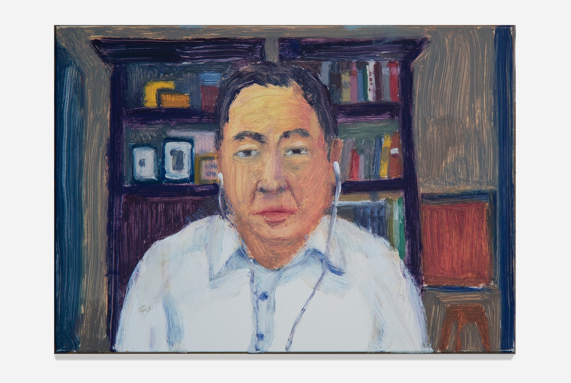     Ron Kim   (100 Zoom Portraits),  2021, Oil on clay coated panel, 5 x 7”       