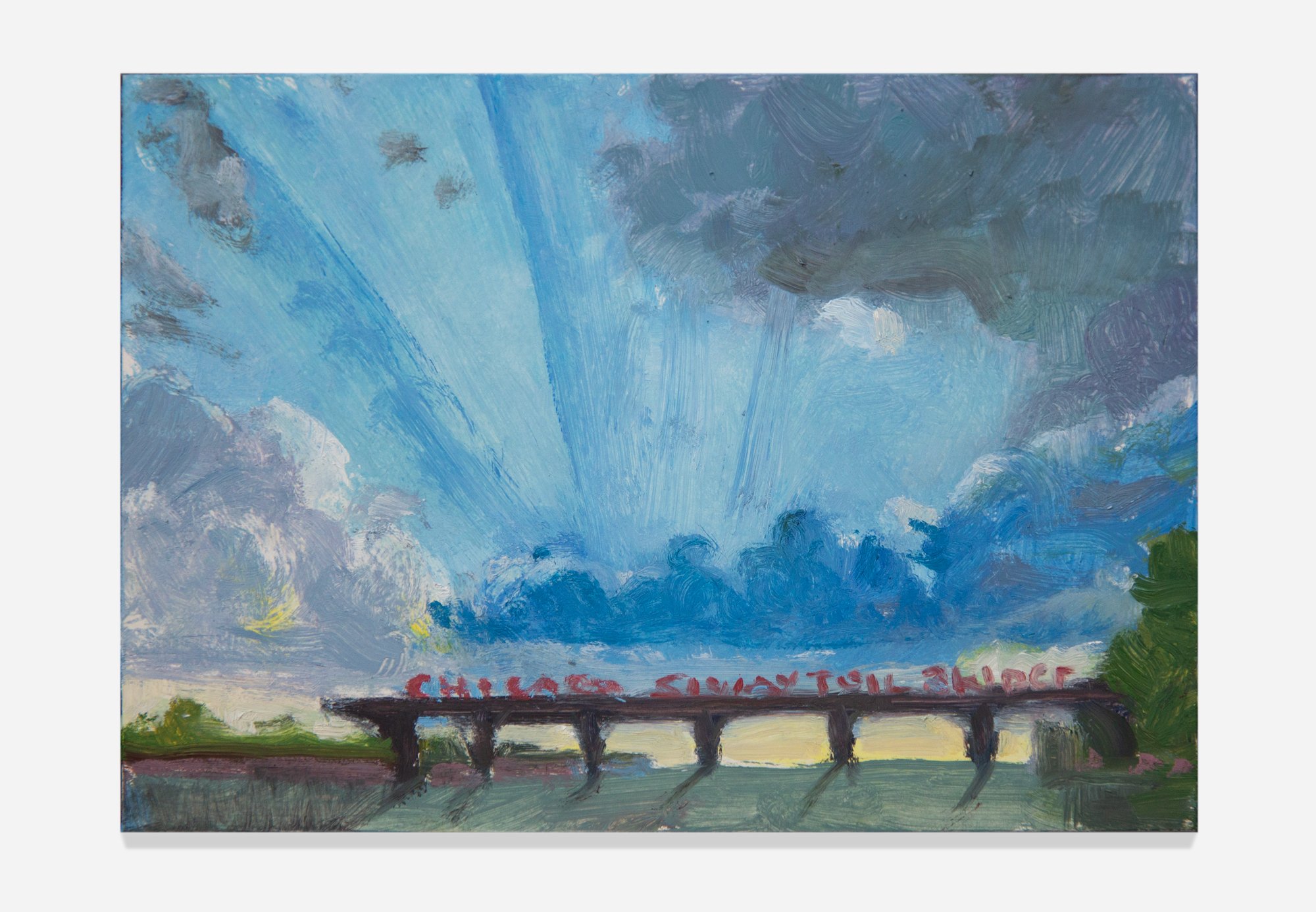     Chicago Skyway (Sky Series) , 2021, Oil on clay coated panel, 5 x 7”     
