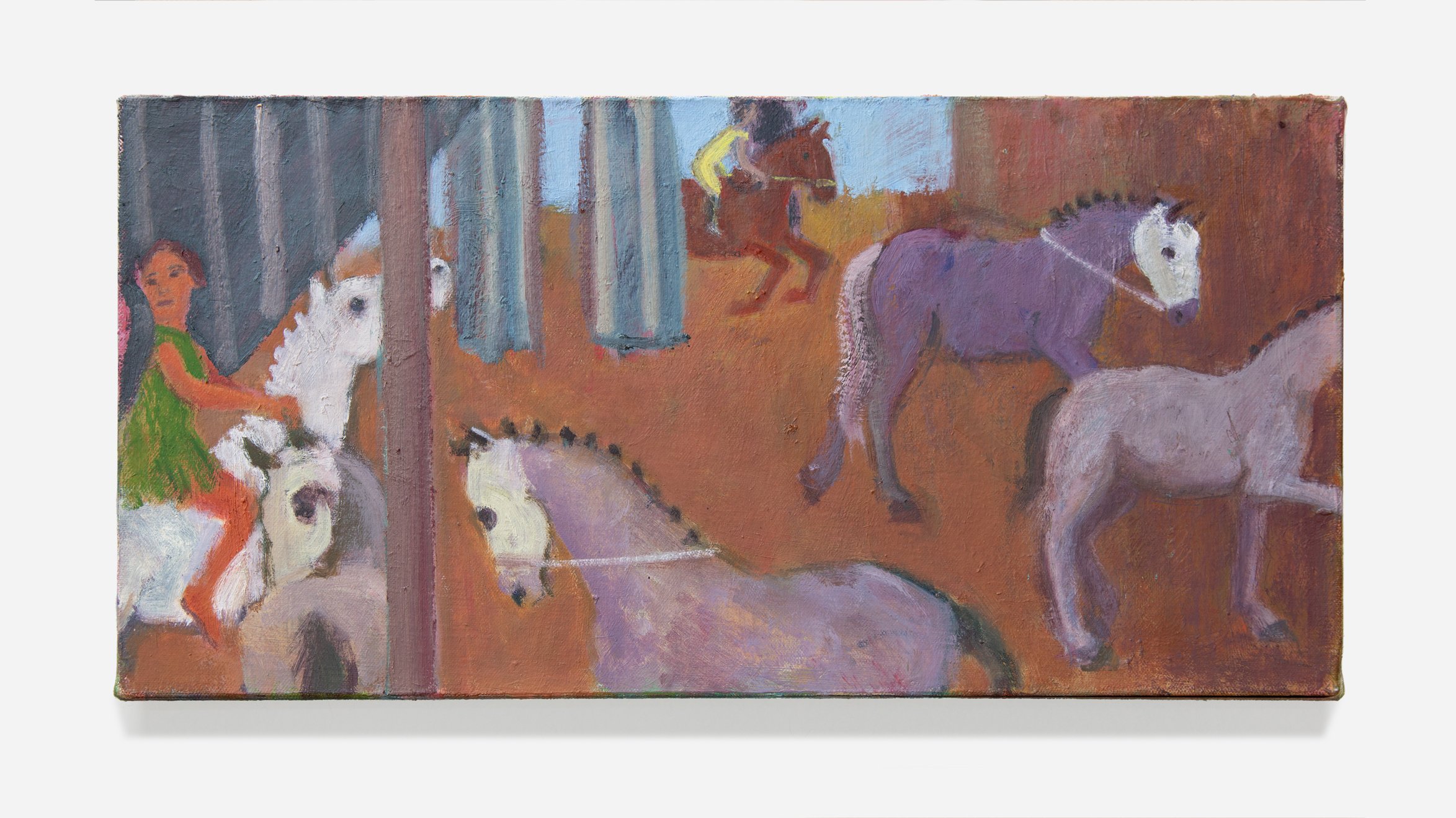   Purple Horses in the MIx , 2022, Oil on canvas, 18 x 9”         