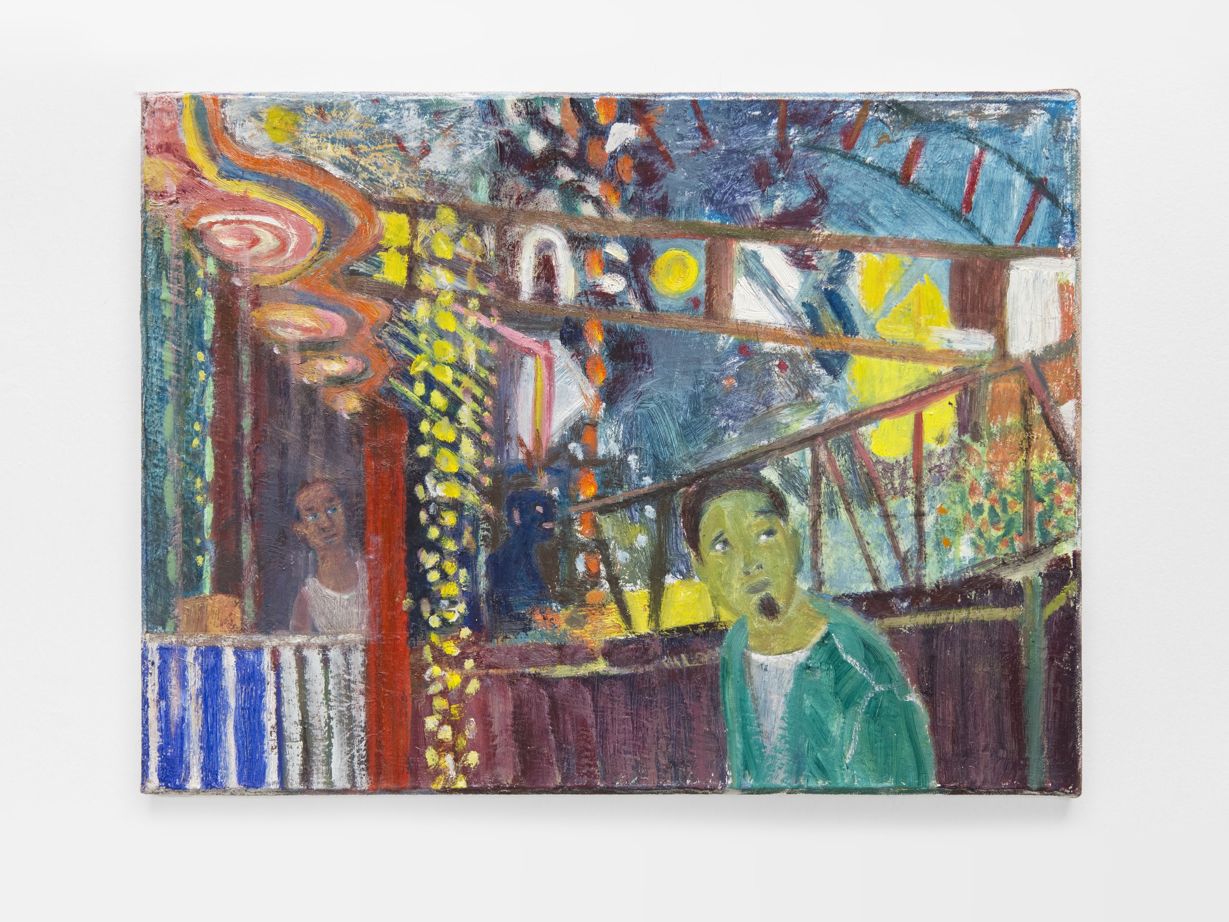   Nighttime on the Midway , 2025, Oil on canvas, 12 × 16”       