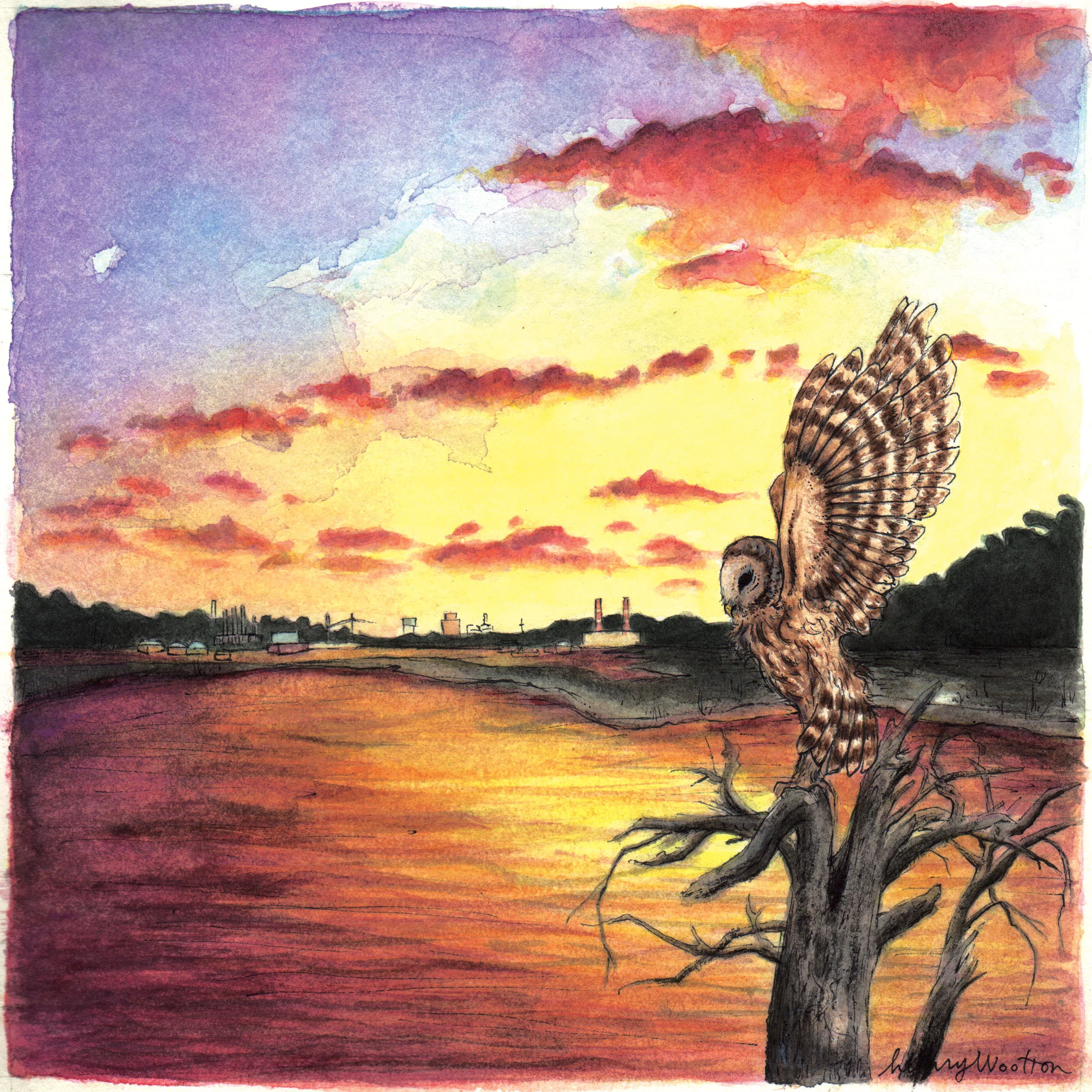   08. "Twilight"   Watercolor + ink on paper  8" x 8"  (Album booklet) 