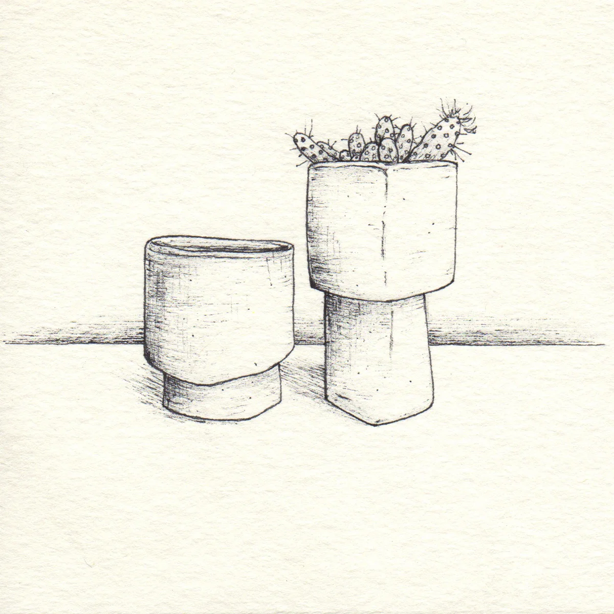 Echinopsis in Terracotta Ink on paper 4" x 4" *prints available upon request 