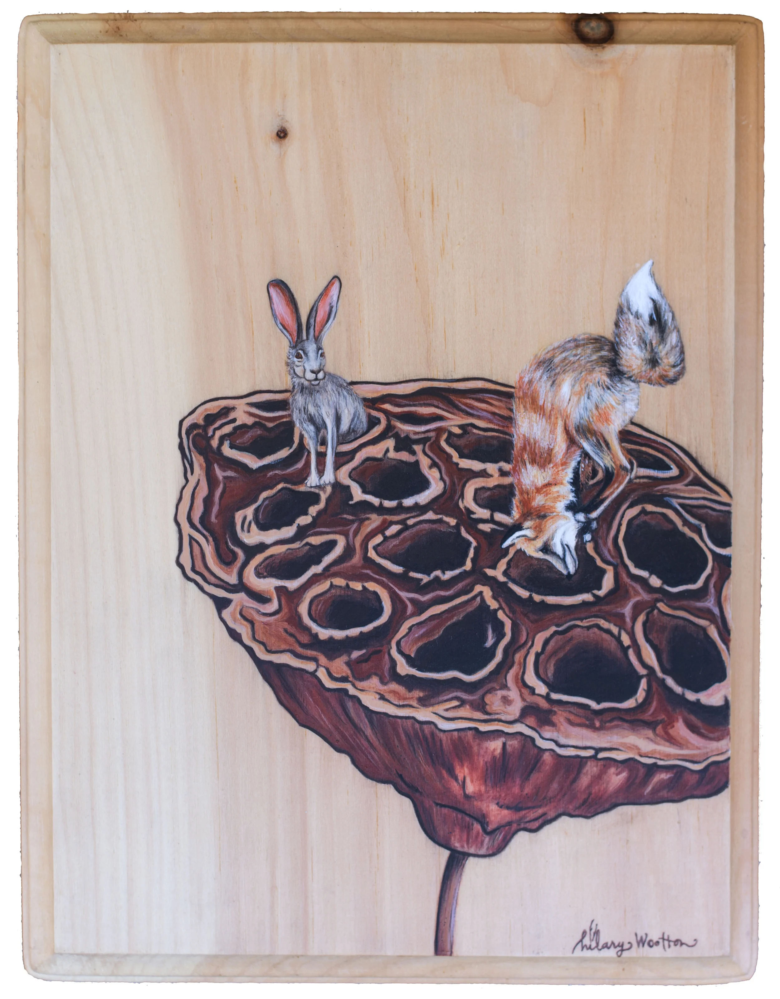   The Chase   Acrylic on wood  8 3/4" x 11 1/4"&nbsp; 