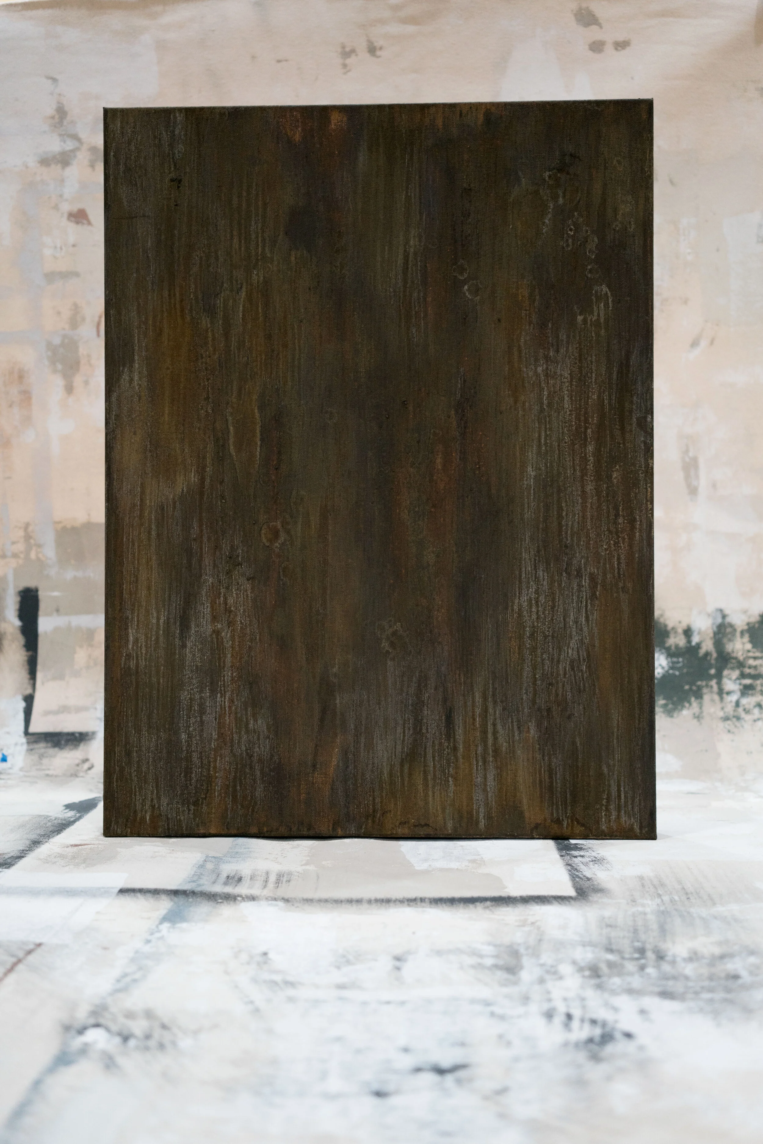  iron + rust on canvas  18” x 24”  sold   