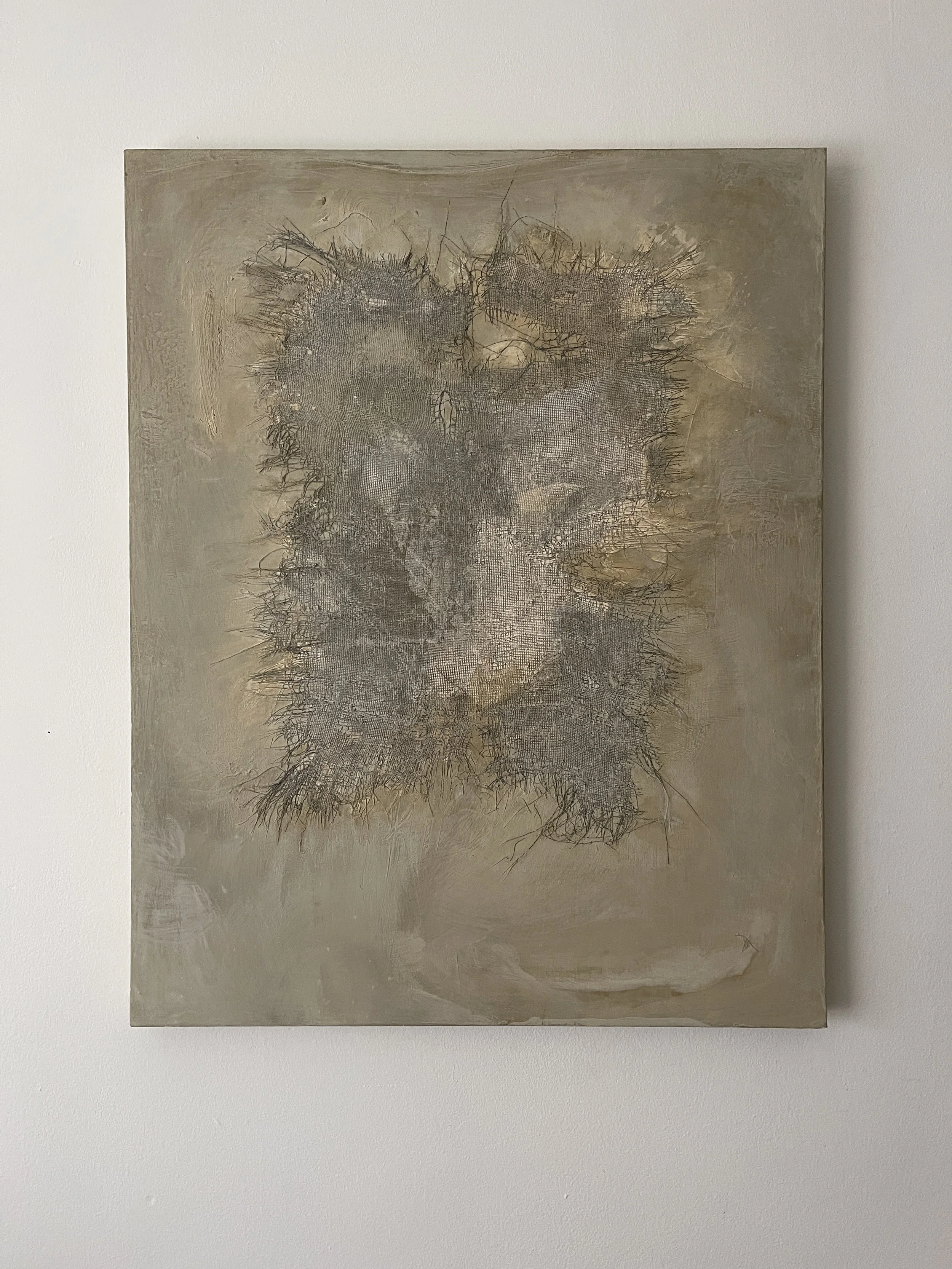   Masked II   Mixed media + paint on canvas  24” x 30”   SOLD  