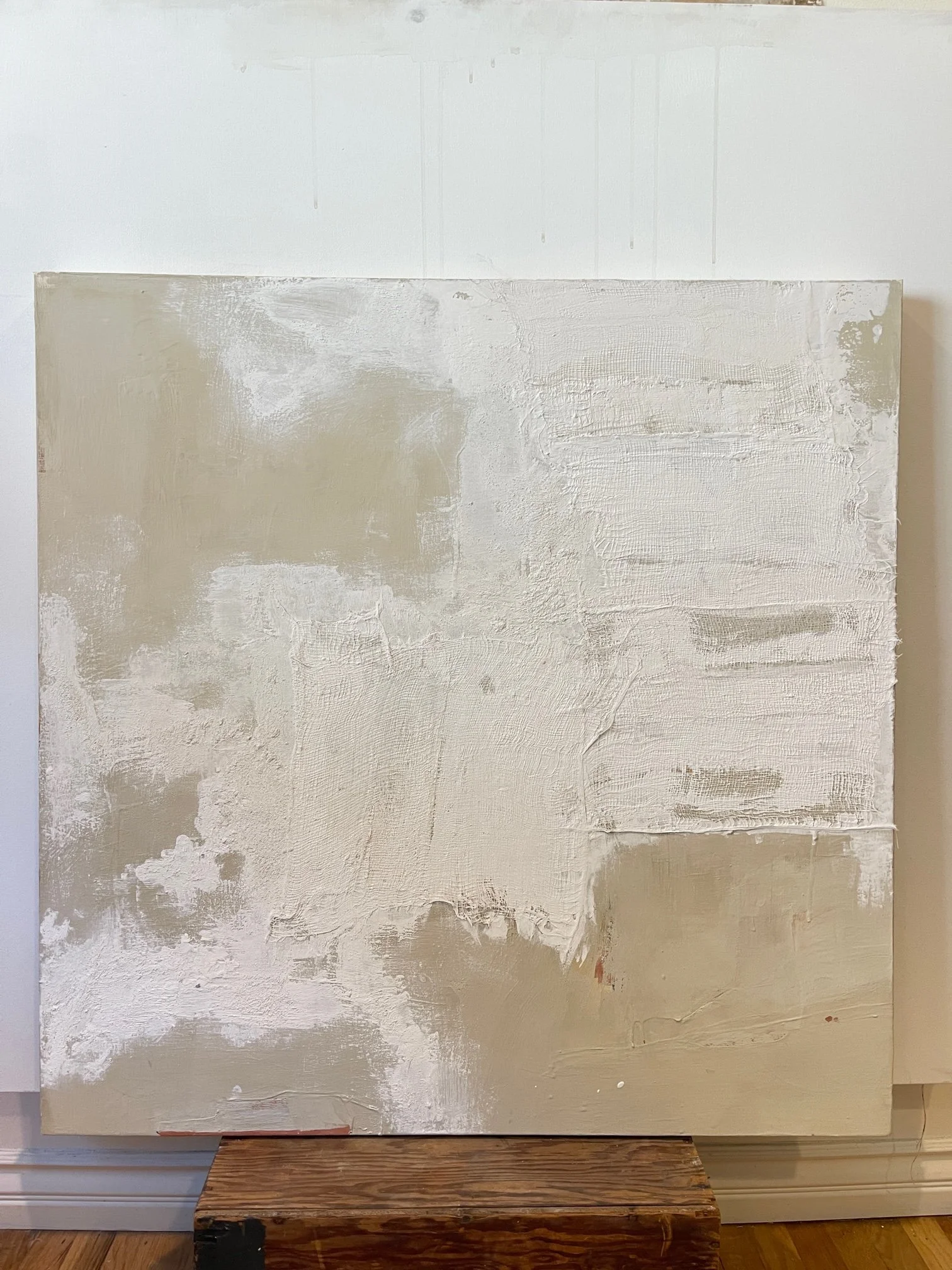   Untitled | Favorite Square    Plaster, lime wash, acrylic + cloth on canvas   36” x 36”  
