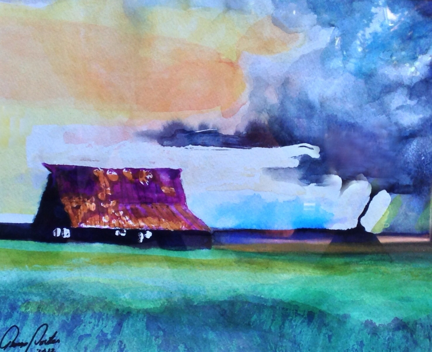 impending storm, watercolor
