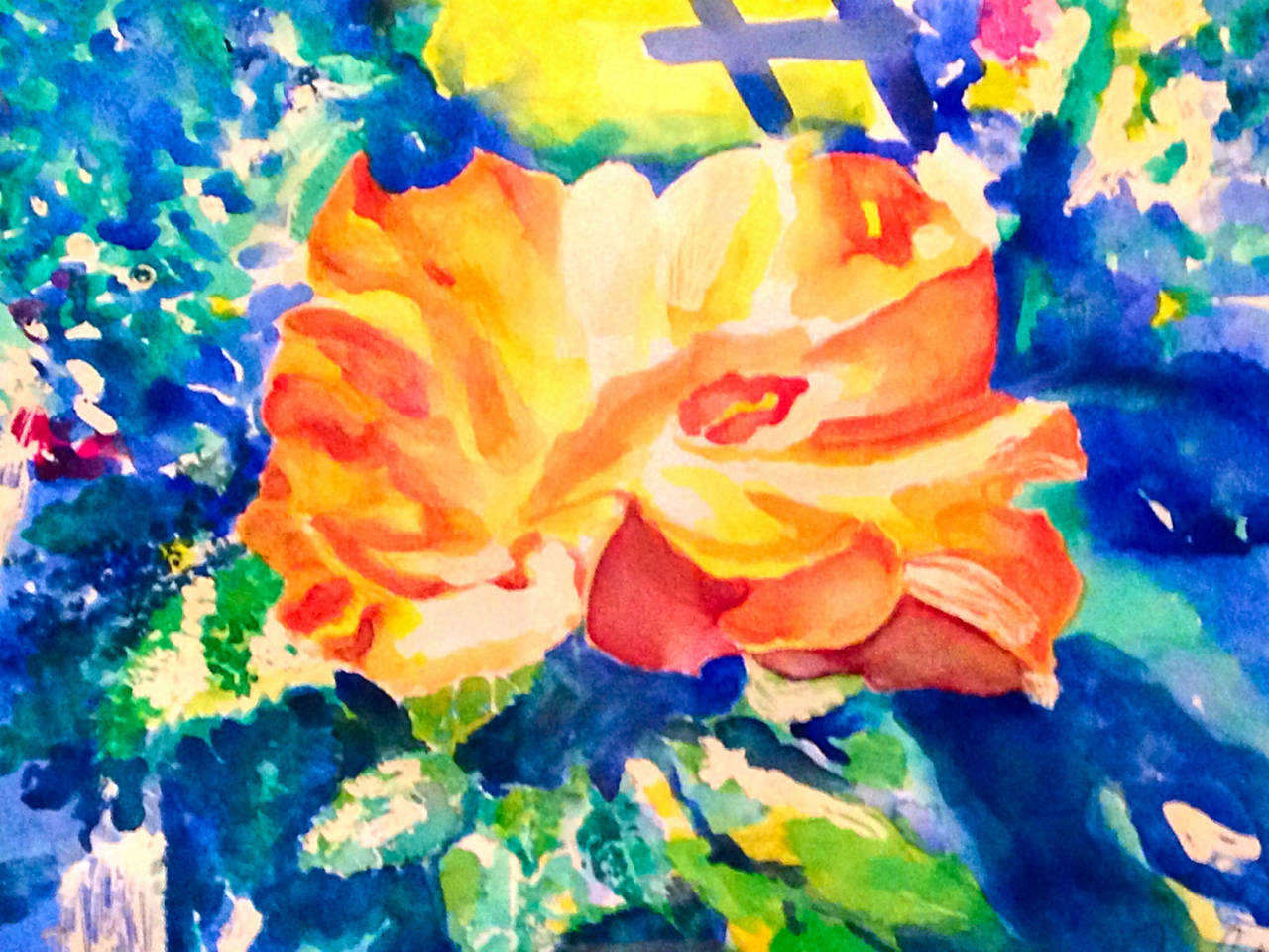 orange rose, watercolor, by George Porter