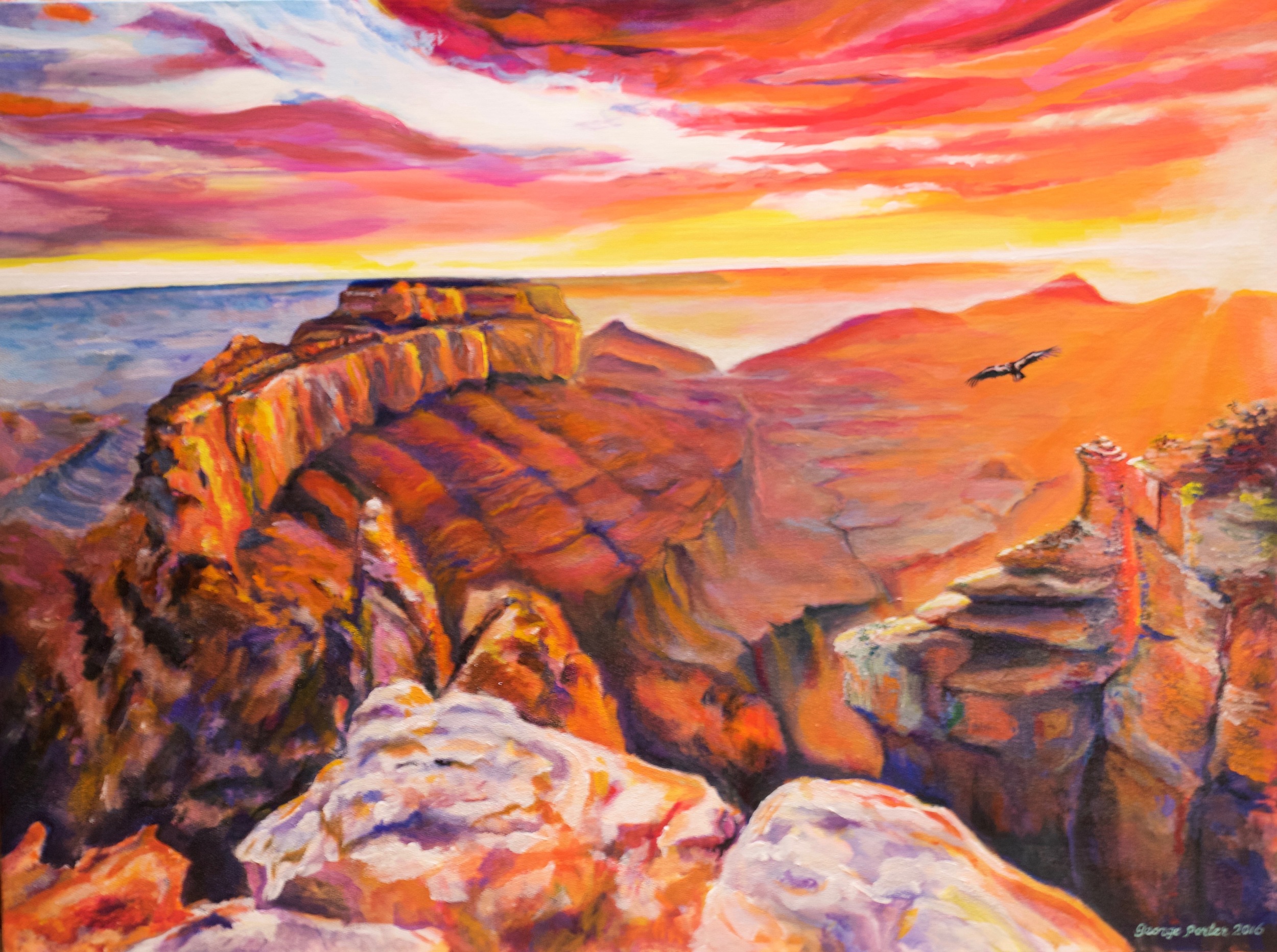 Canyon Lights, acrylic on canvas by George Porter