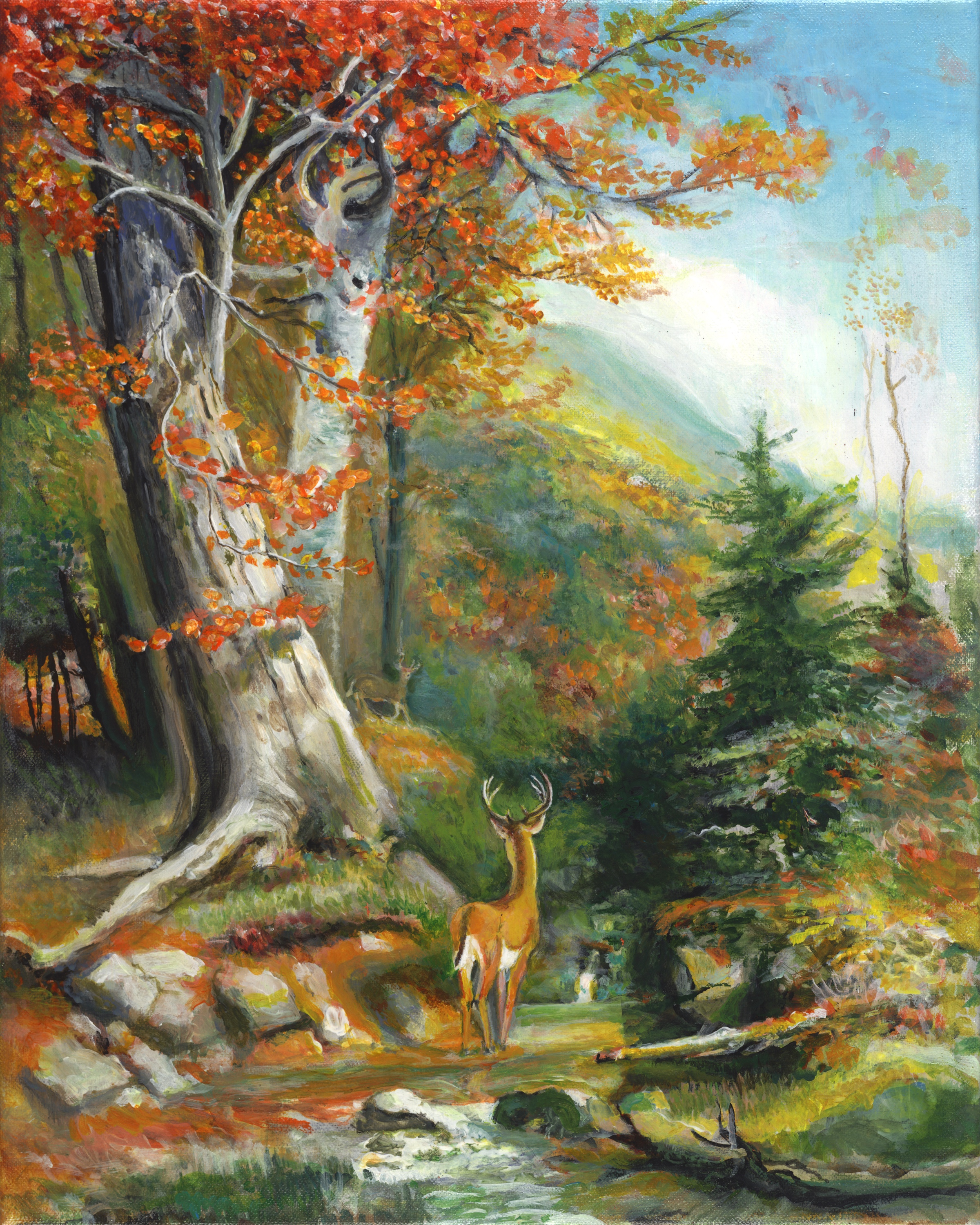 Mountain Stream and Deer by George Porter after CH Beard