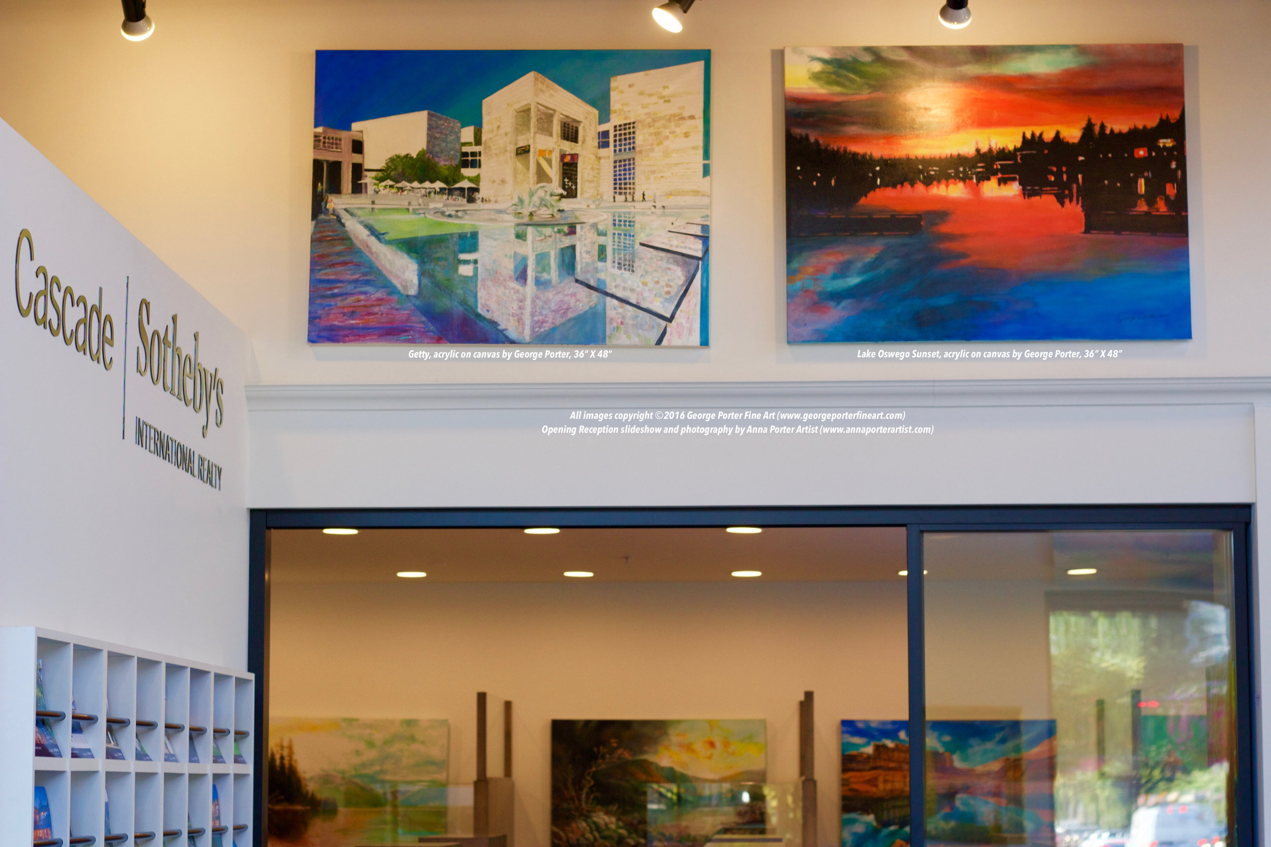 Main Reception at Cascade Sotheby's Lake Oswego with paintings by George Porter