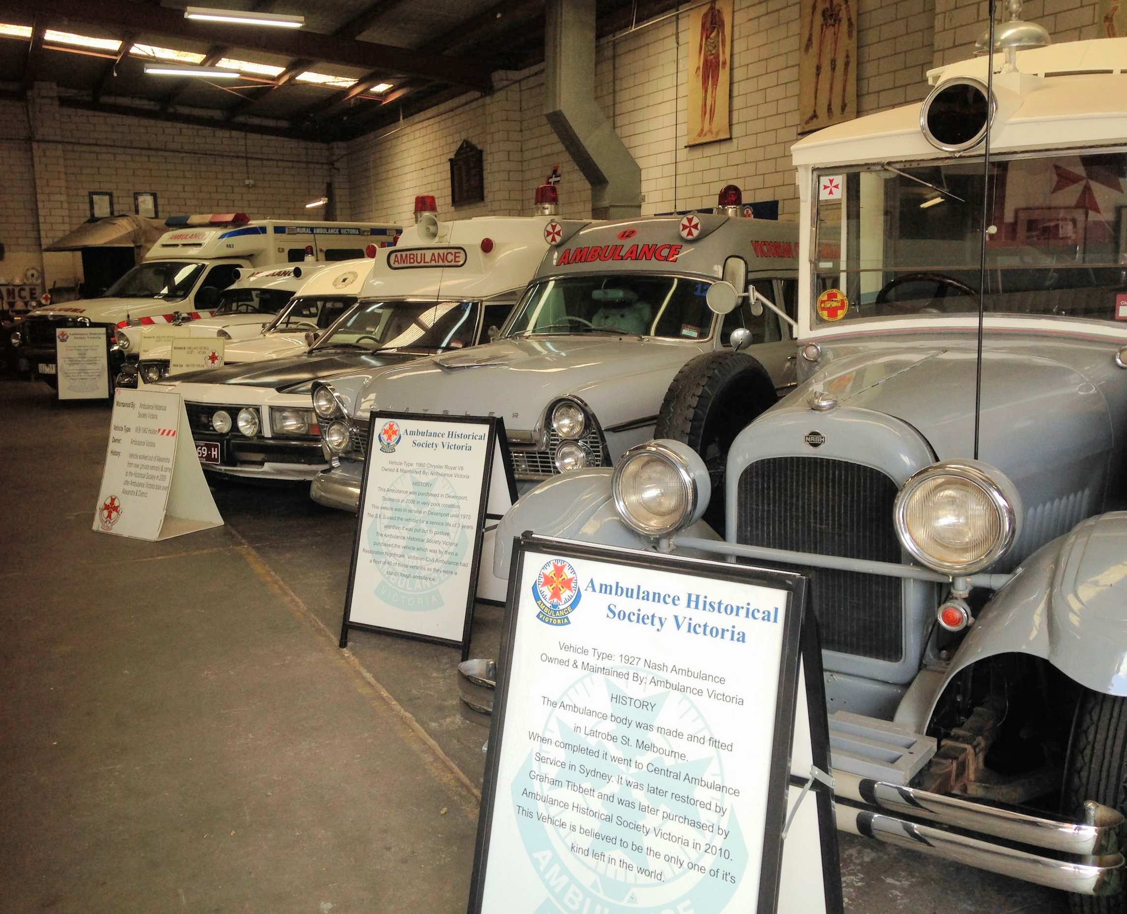  Just some of the ambulances at the Ambulance Victoria Historical Society Museum in Thomastown 