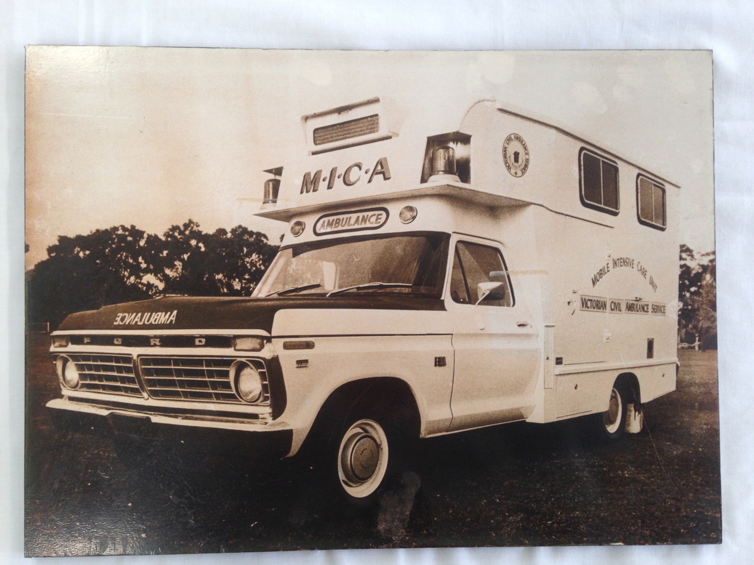  This first MICA ambulance was a retrofitted clinic transport bus in 1971. Mobile Intensive Care Ambulances in Victoria were initiated after the advantage of mobile coronary care units was recognised and a recommendation that ambulance officers recei