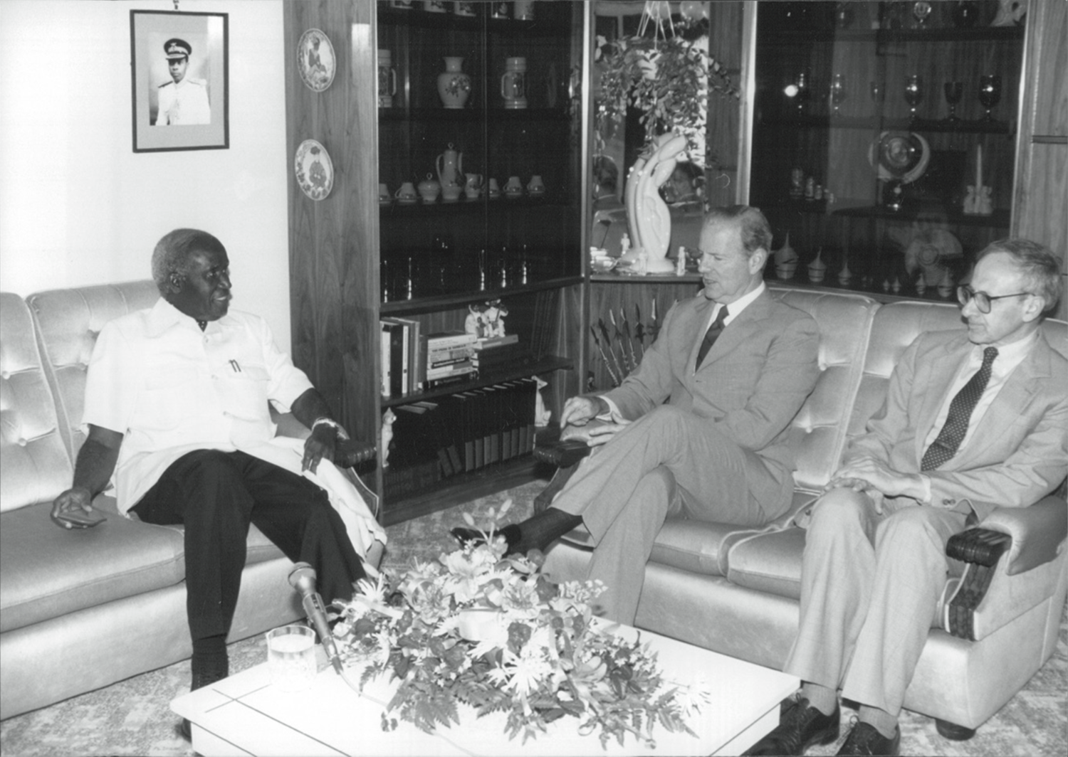  With Kenneth Kaunda of Zambia and Secretary of State Baker in 1990. 