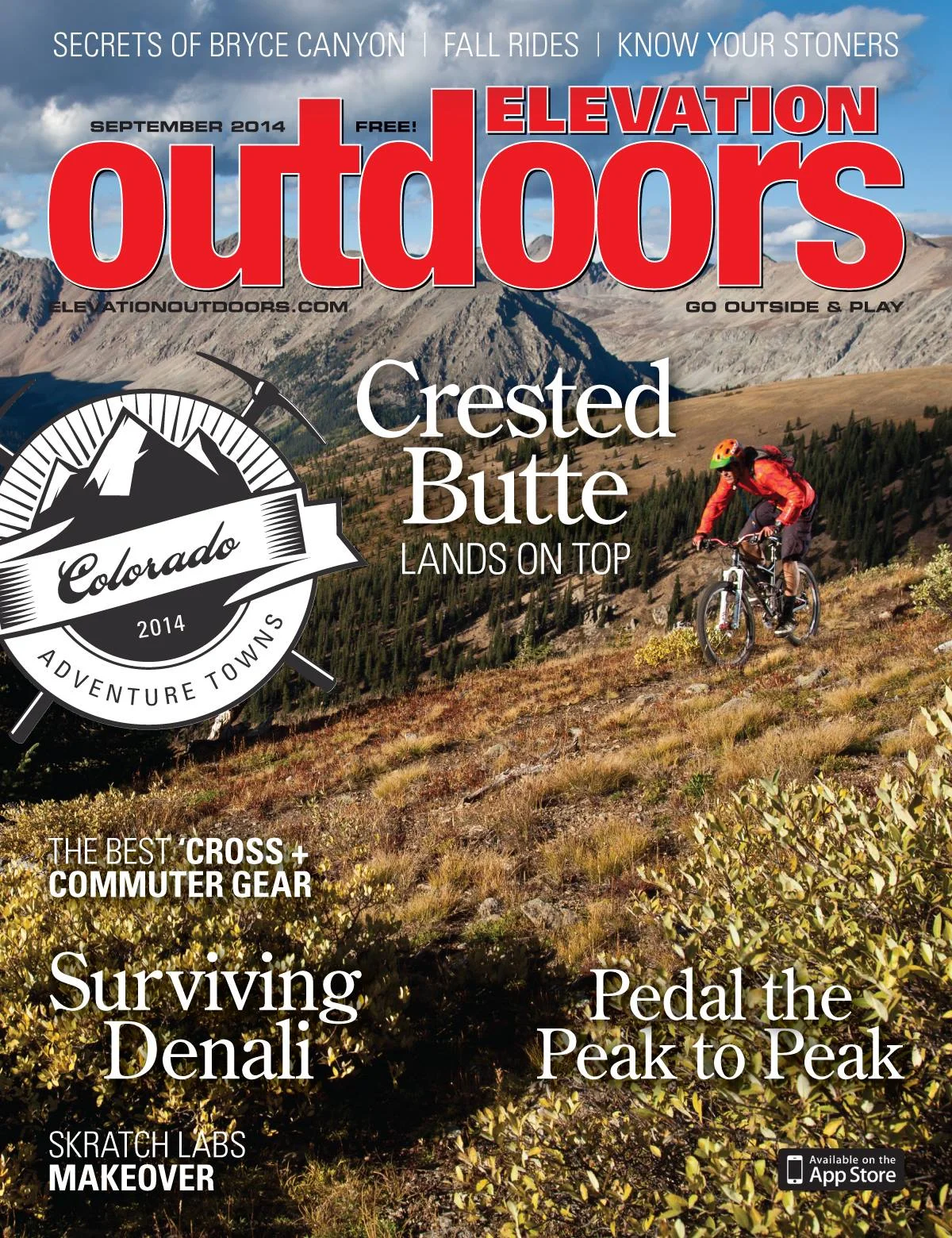 September Issue of Elevation Outdoors Magazine- cover image Brian Buell near Crested Butte, CO