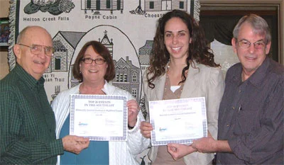 Gene Harrison, Linda Roberson, Cindy Williams, and Mike Smith with Top 20 Event Certificates