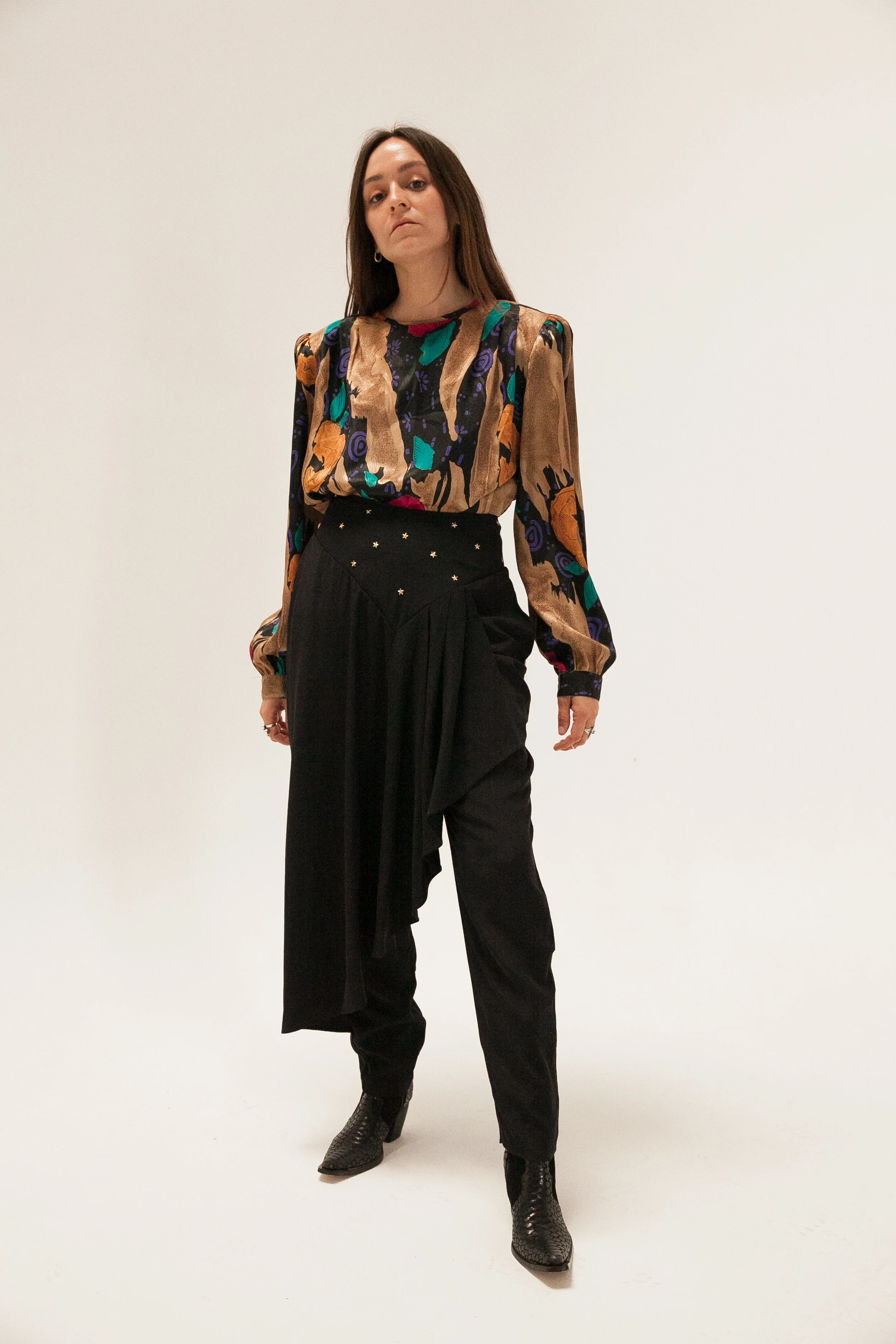 Vintage 1980s Star Studded Asymmetrical Wrap Skirt Trouser